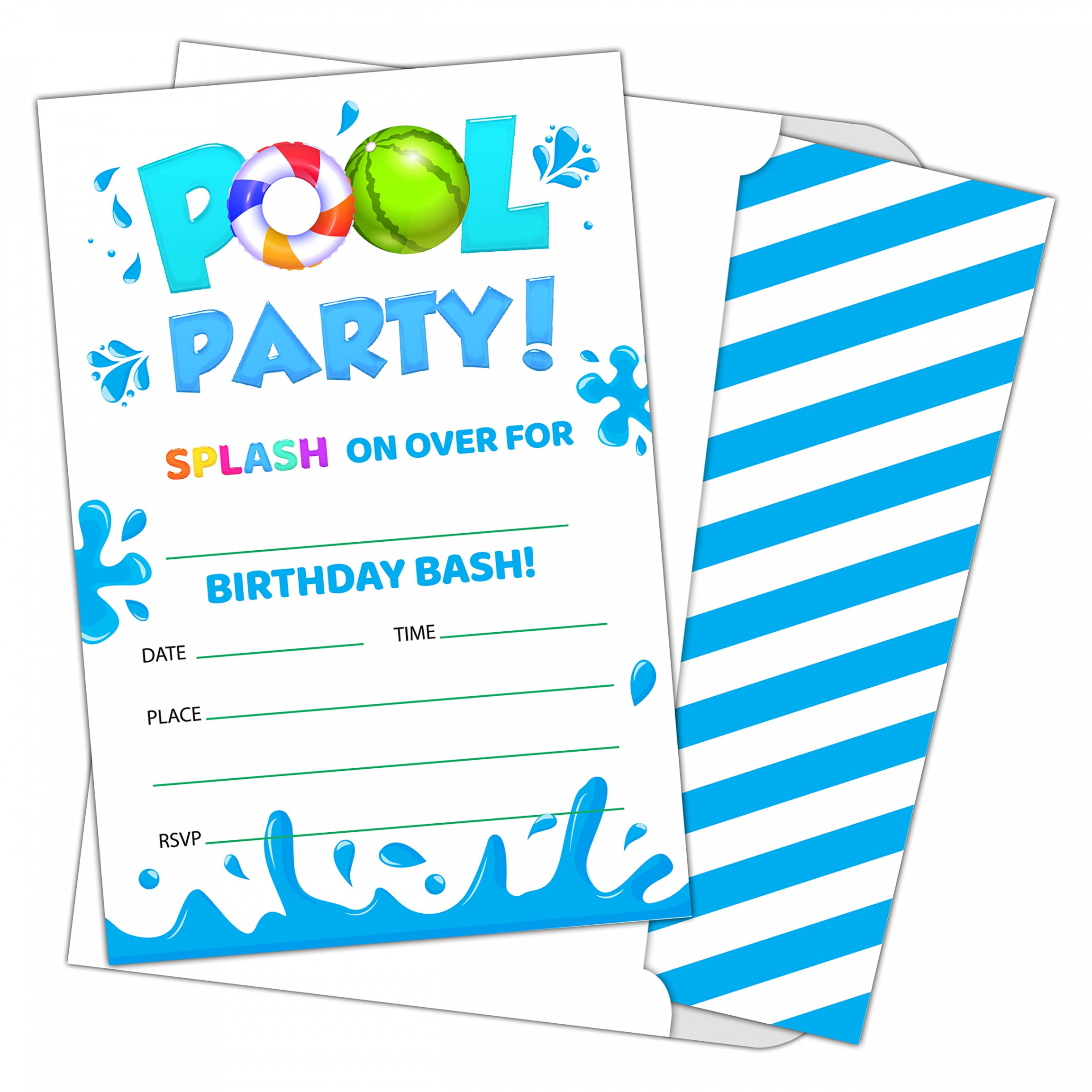 Birthday Party Invitations for Kids, Teen Party Invitation Cards, Swimming  Pool Party Celebration, BSee more Birthday Party Invitations for Kids,