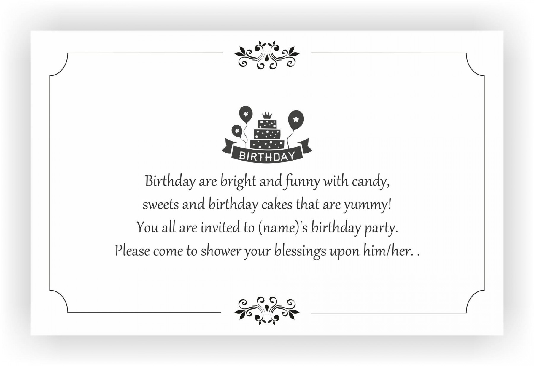 Birthday Party Invite Messages  Kids birthday Invites – CHOCOCRAFT