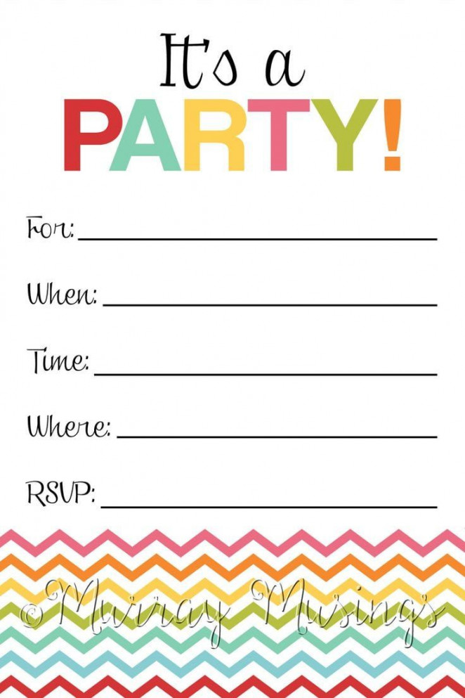 Blank Party Invitation  Birthday party invitations printable