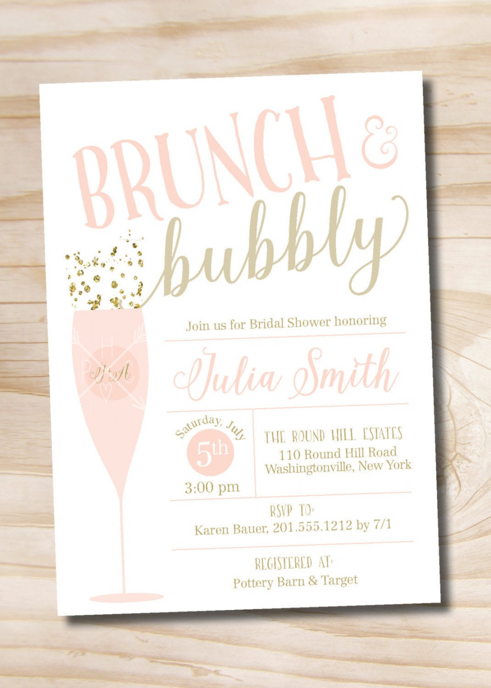 Brunch and Bubbly Bridal Shower Invitation Confetti Glitter - Etsy