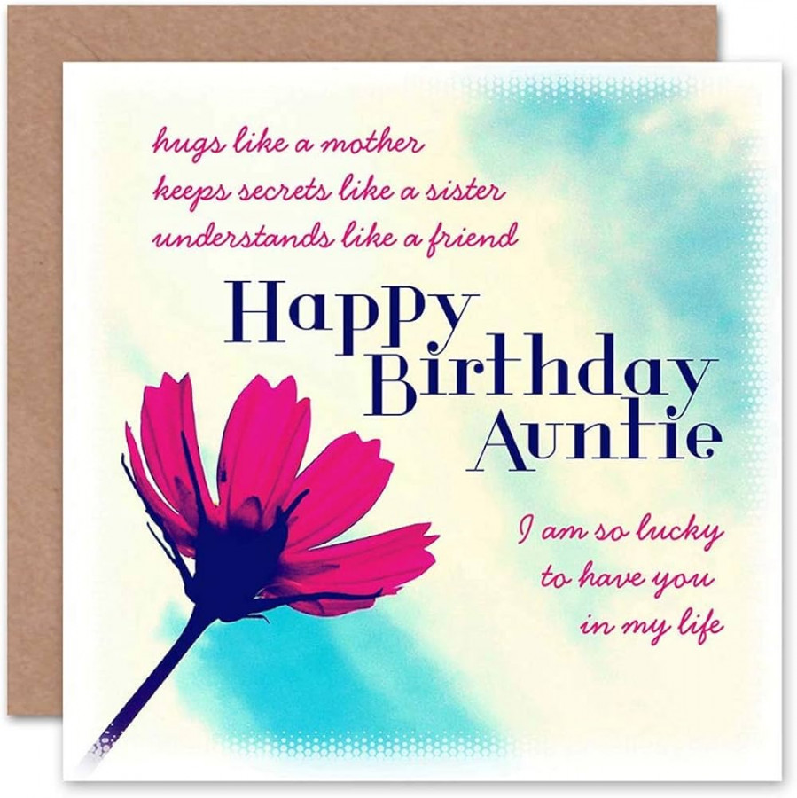 Card Happy Fun Birthday Auntie Aunt Lucky Life Flower Gift CS