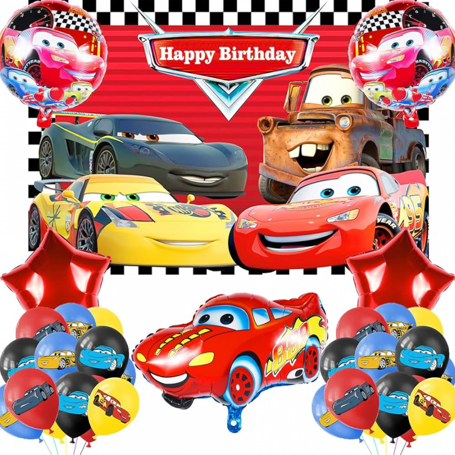 Cars Birthday Decoration,  Pieces Cars Theme Party Decoration, Cars Latex  Balloons Set, Cars Lightning McQueen Foil Balloon Decoration Set, Cars