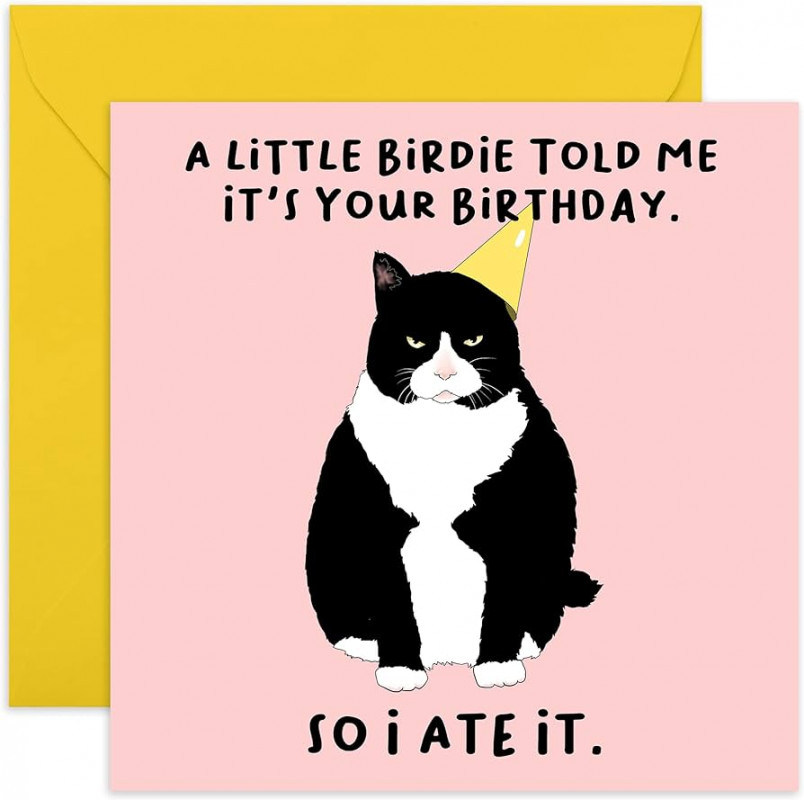 Central  Funny Birthday Card - A Little Birdie - For Men & Women, Best  Friend, Sister, Brother, Mother, Dad, Husband, Wife, With Funny Stickers