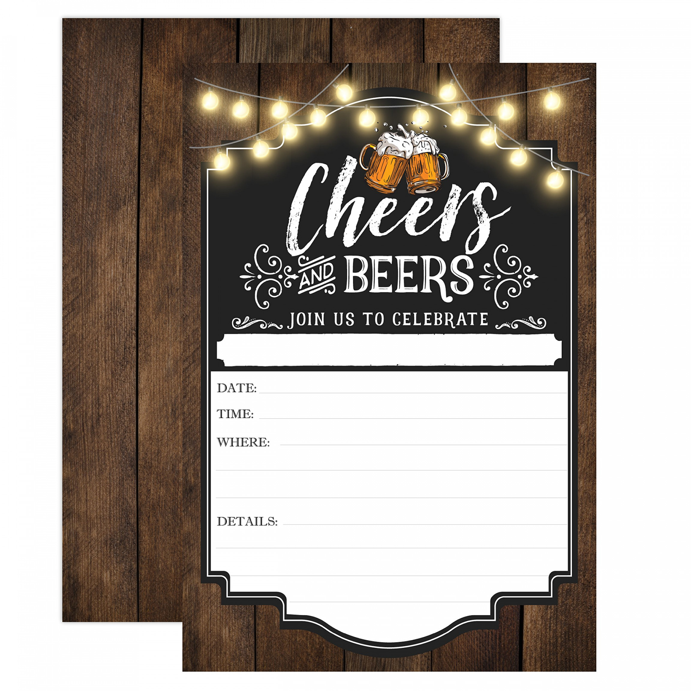 Cheers and Beers Birthday Invitation, Adult Birthday Party Invites,   Years,  Years,  Years,  Years,  Fill In Invitations