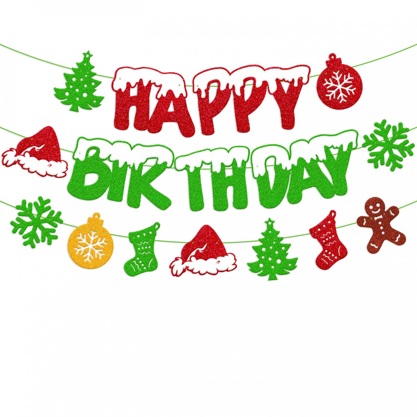 Christmas Birthday Banner Merry Birthday Christmas Tree Xmas Snowman  Snowflake Happy New Year Theme for Children Boys Girls Happy Birthday Party