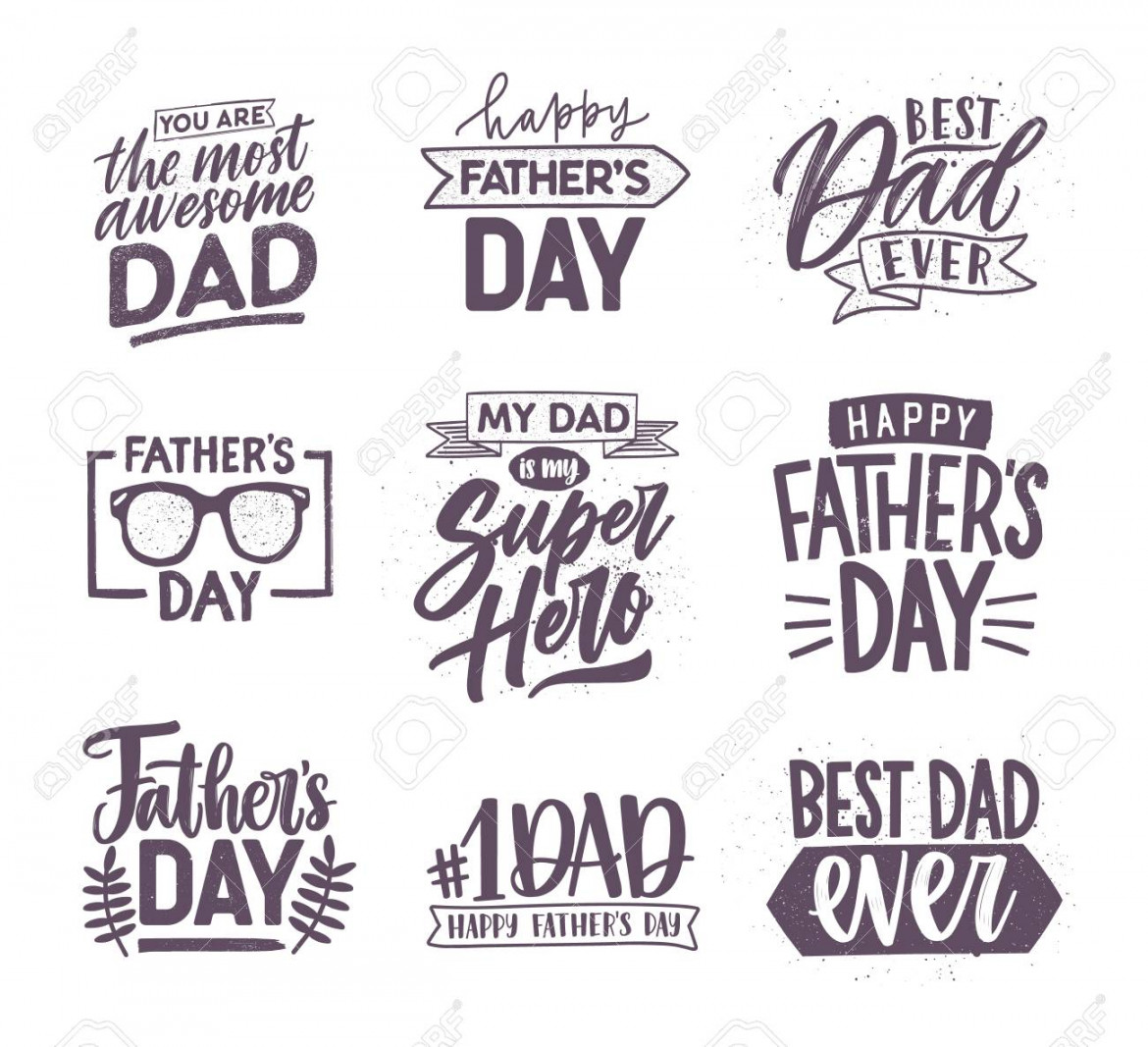 Collection Of Fathers Day Letterings Handwritten With Elegant