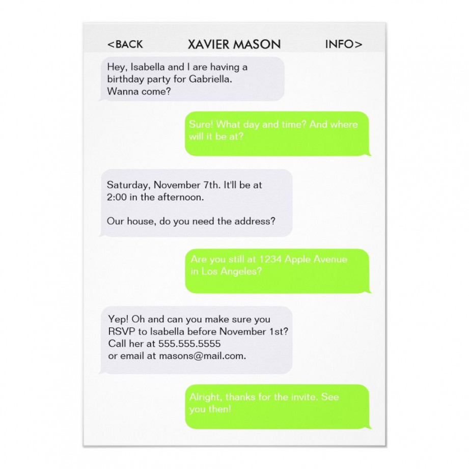 Cute Text Message Party Invitation  Zazzle  Text message