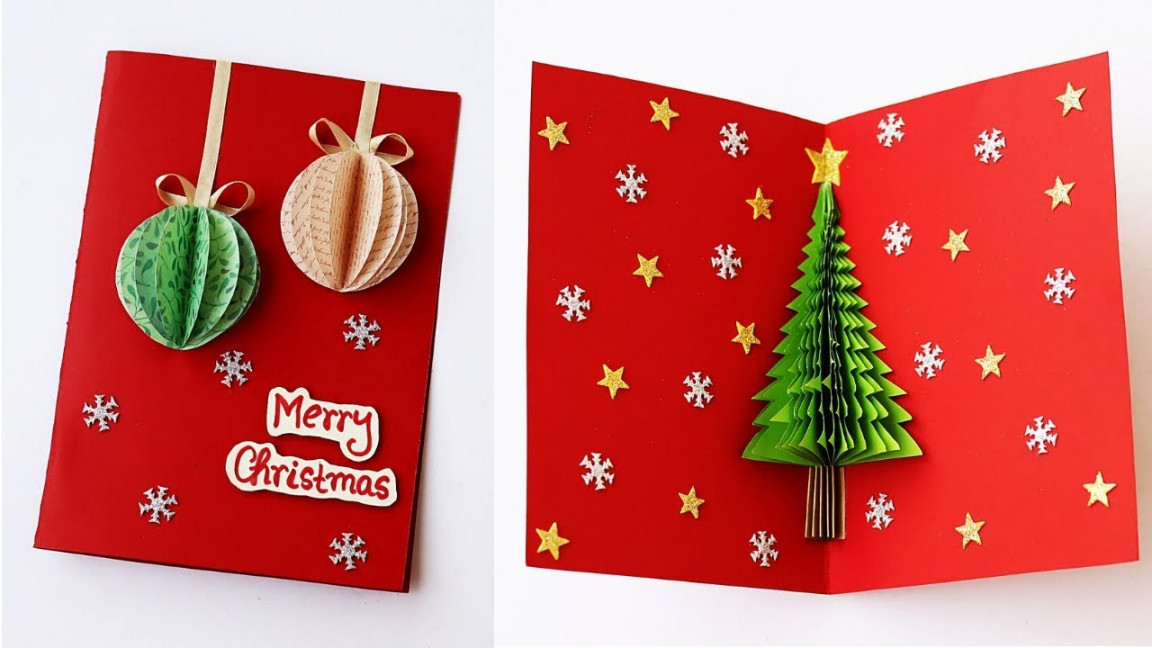 D Christmas Pop Up Card  How To Make Christmas Tree Greeting Card