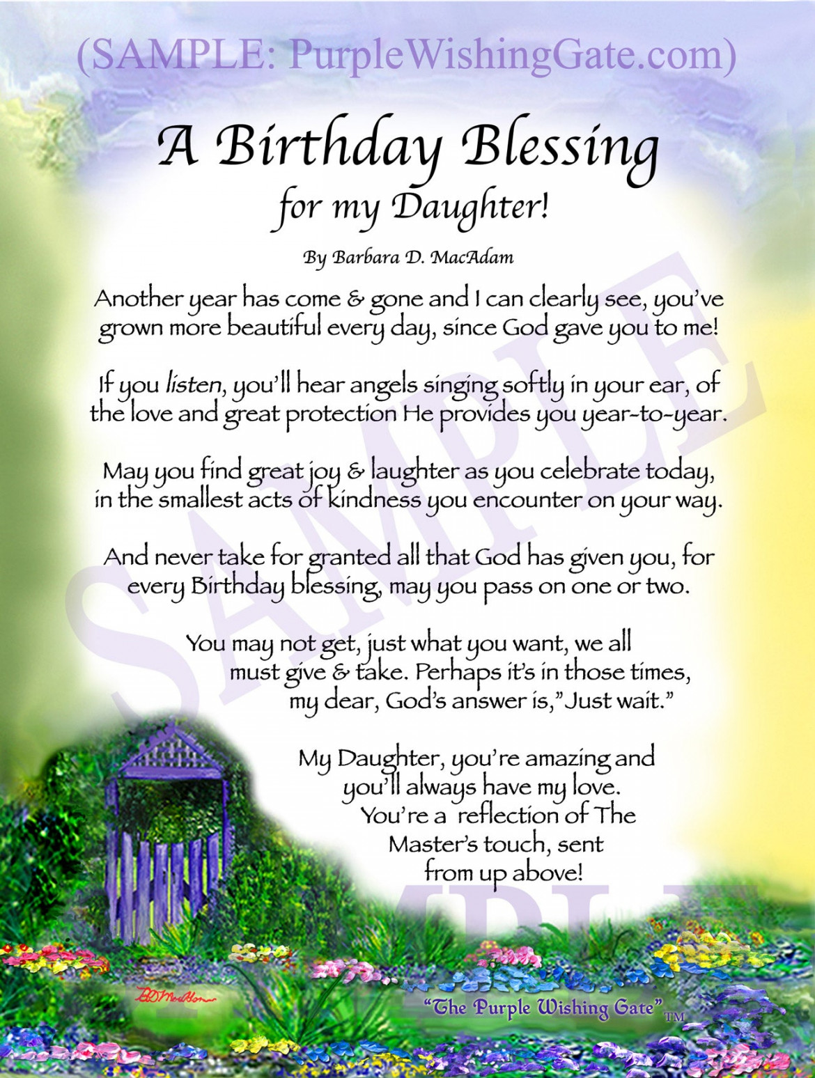 Daughters Birthday Gift: Personalized Blessing  PurpleWishingGate