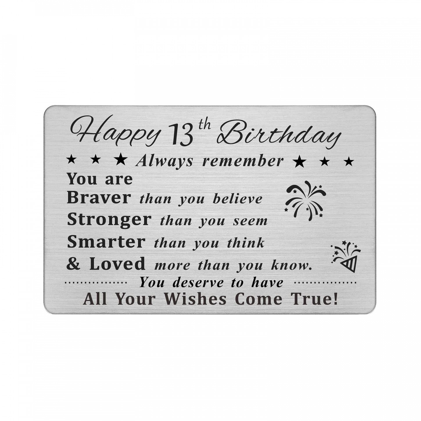 DEGASKEN Happy th Birthday Card,  Year Old Birthday Gifts for Boys  Girls Teens, Permanent Engraved Steel Wallet Card