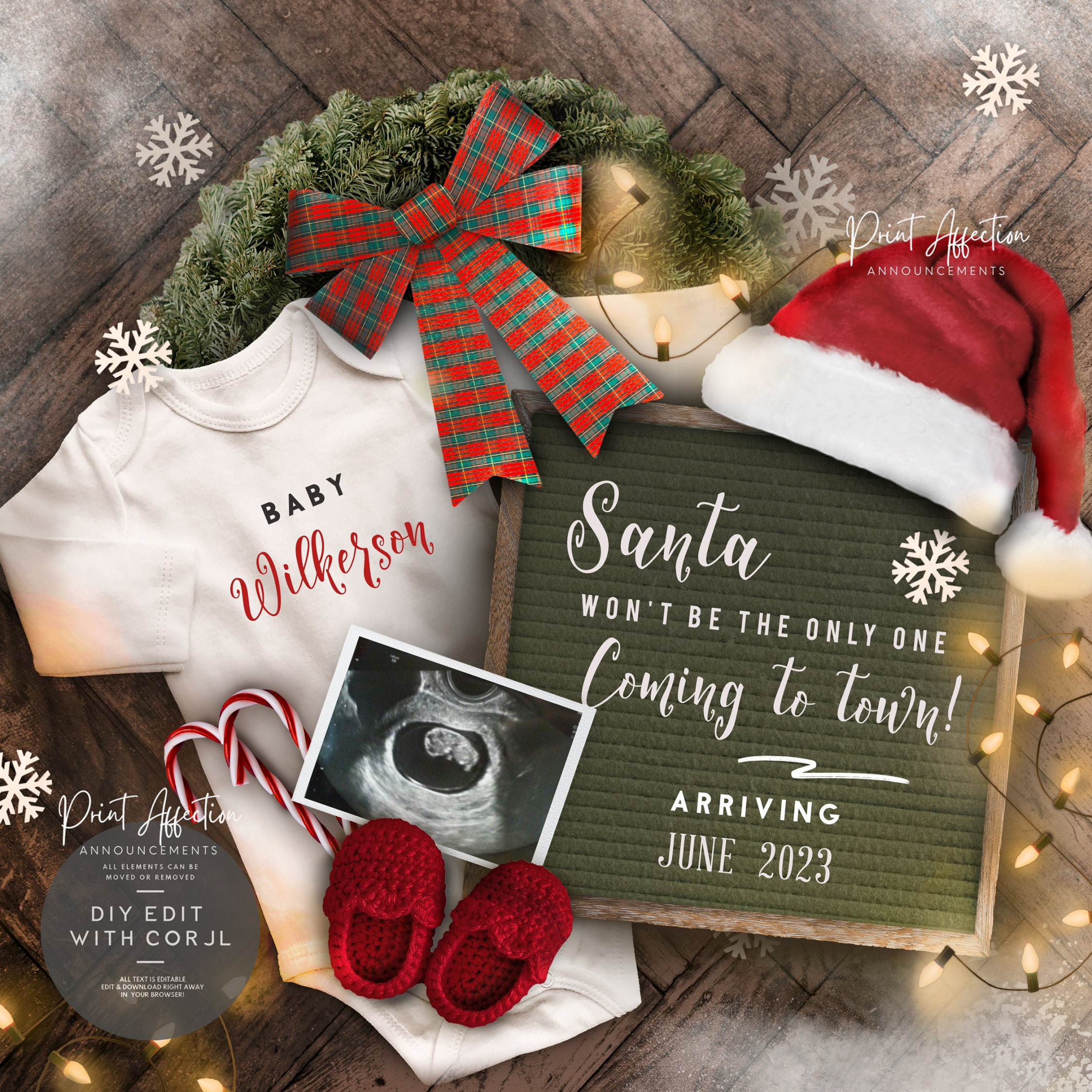 Digital Christmas Pregnancy Announcement for Social Media YOU - Etsy