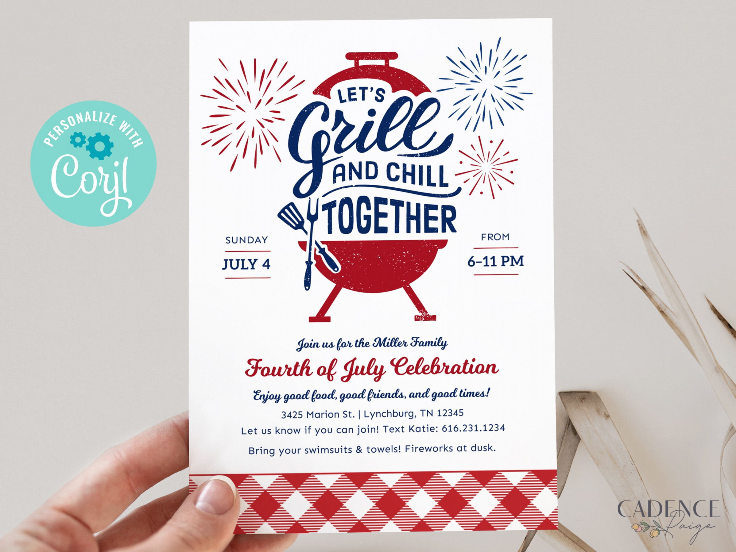 Digital th of July Party Invitation July th BBQ Invitation - Etsy