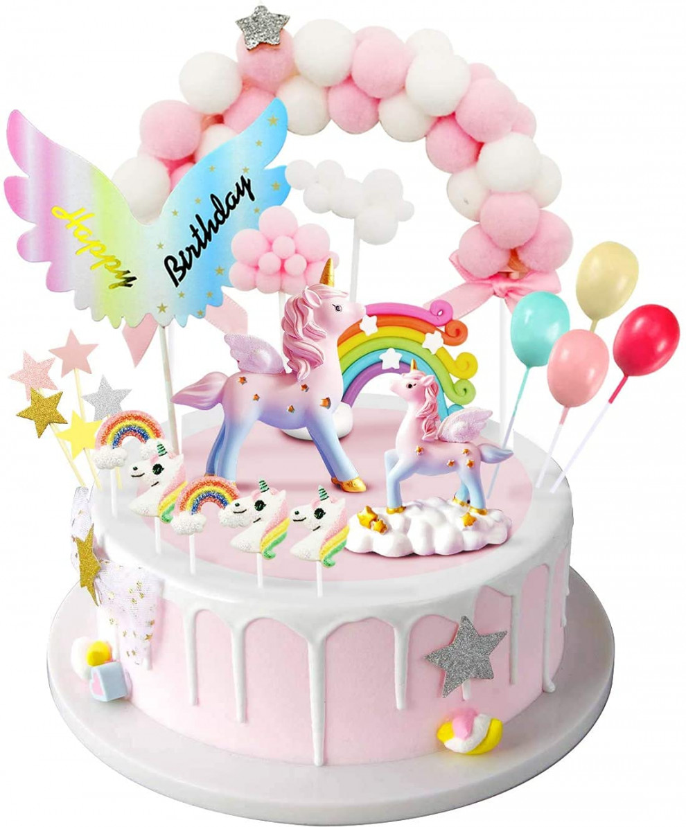 DUOUPA Cake Decoration Unicorn Birthday Cake Rainbow Happy