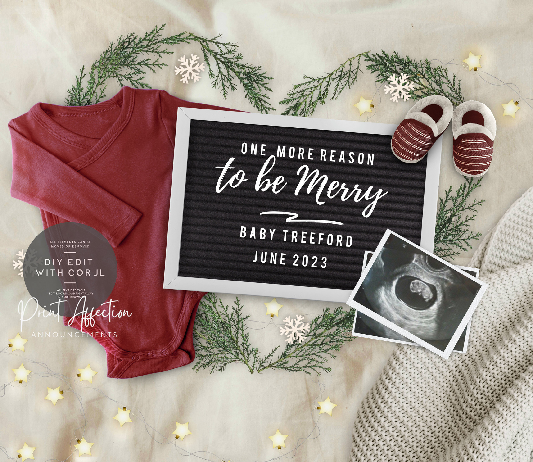 Editable Digital Christmas Pregnancy Announcement for Social - Etsy