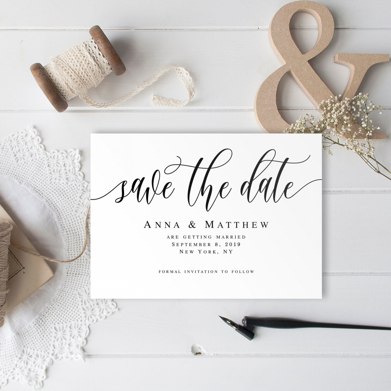 Editable Save Date Template PDF Digital Save the Date for Wedding