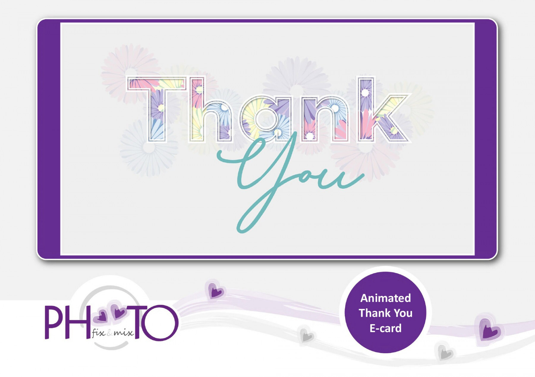 Electronic Thank You card, animated digital Thank you e Card for phone,  instant download.