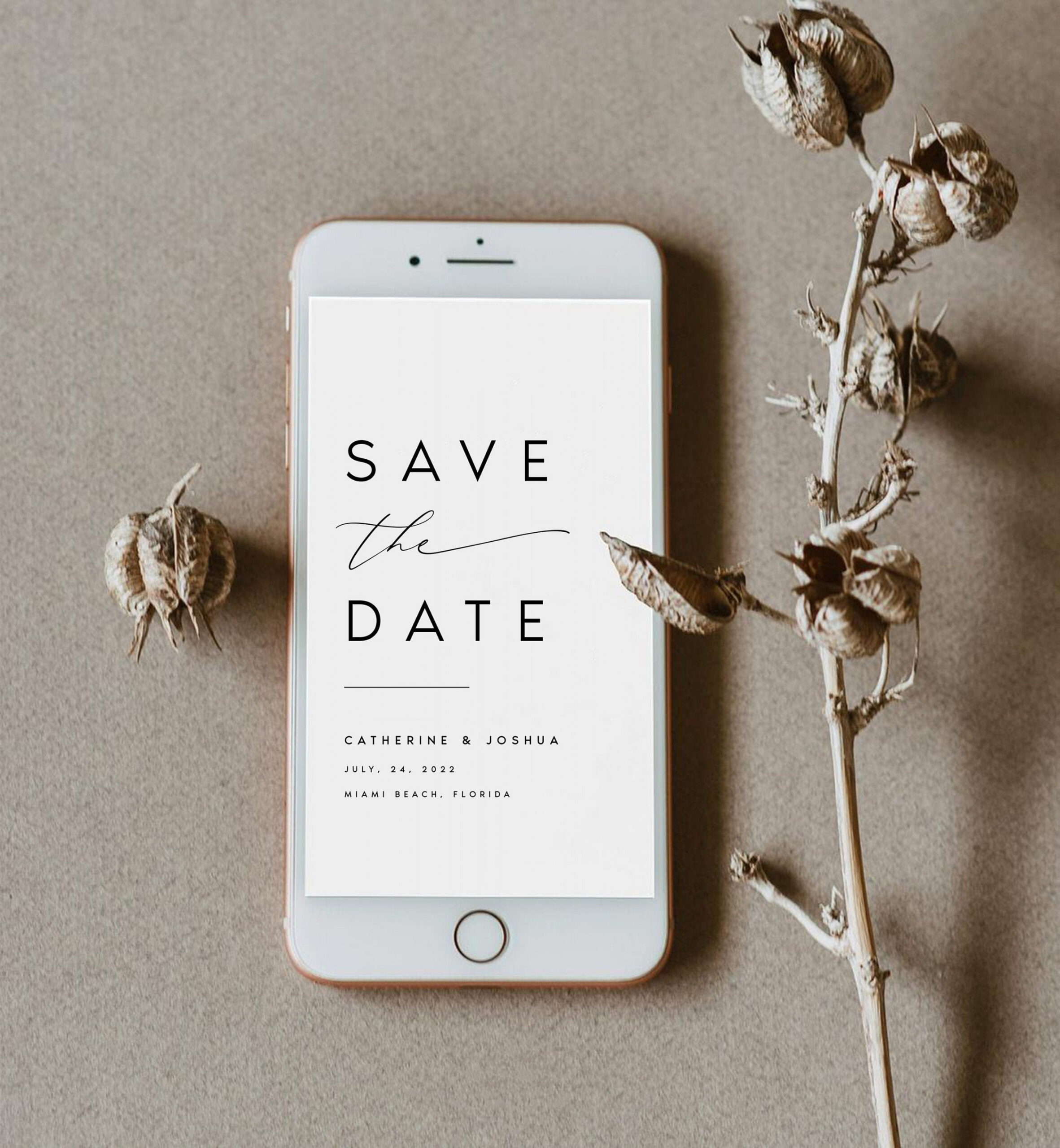 Elektronische Save the Date Vorlage Minimalistische Digitale Save