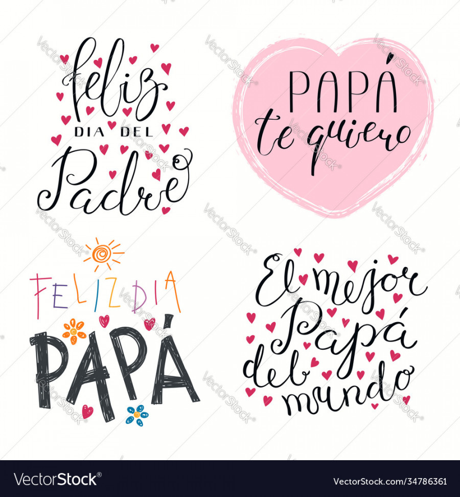 Fathers day spanish quotes set Royalty Free Vector Image