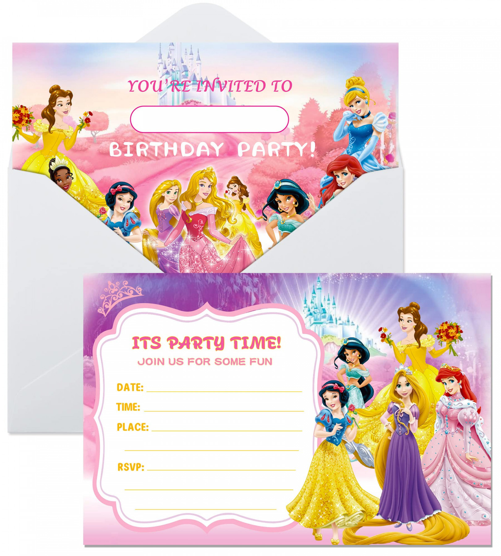 Figall Princess Birthday Invitations,  Pack Princess Invitations for  Girls Birthday Party CelebratSee more Figall Princess Birthday  Invitations,