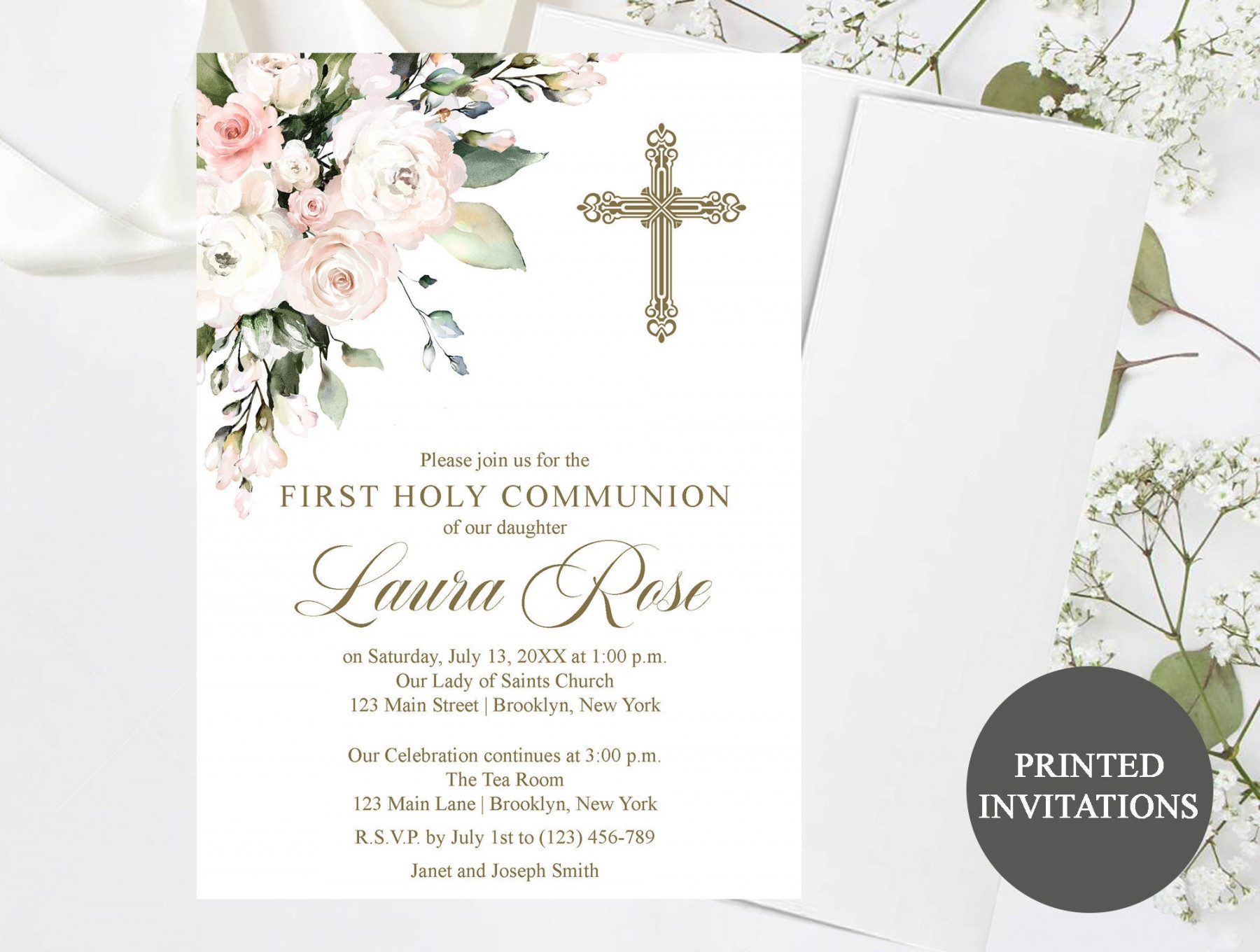 First Holy Communion Invitation  Printed Invitations - Etsy