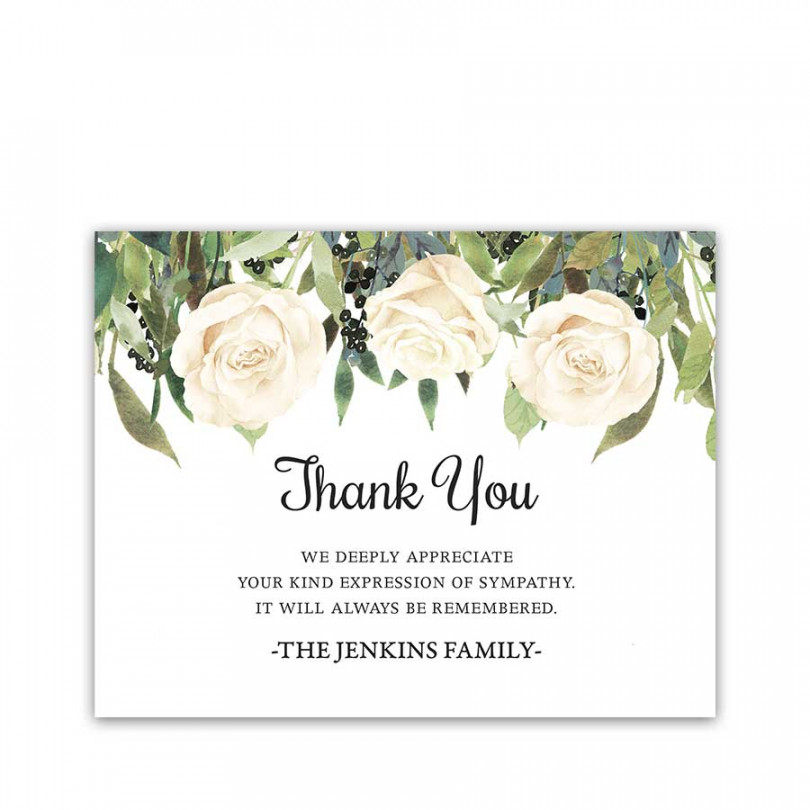 Floral Thank You Cards Condolence Funeral Sentiment Flat Style