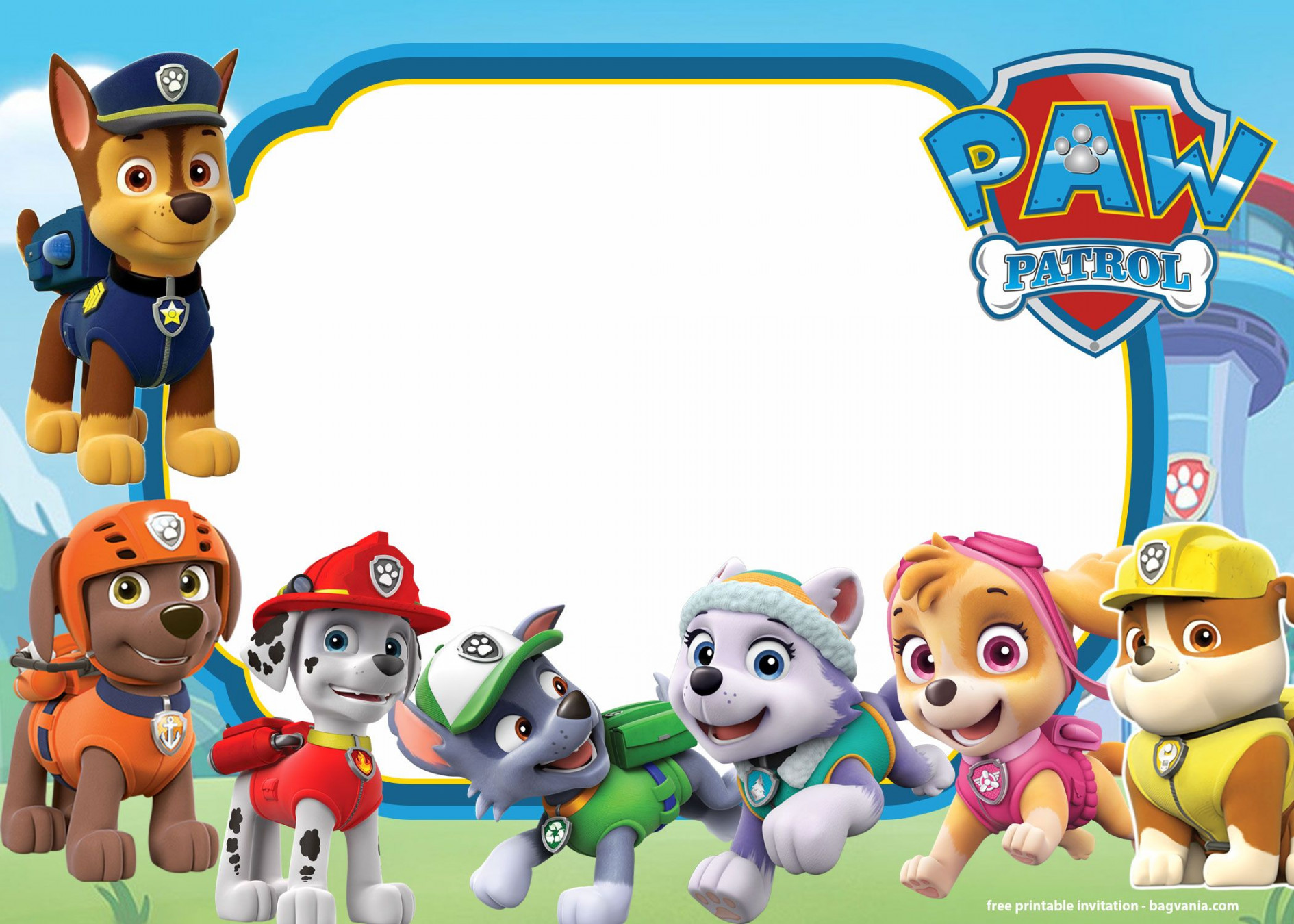 FREE Paw Patrol Invitation Templates  Paw patrol birthday