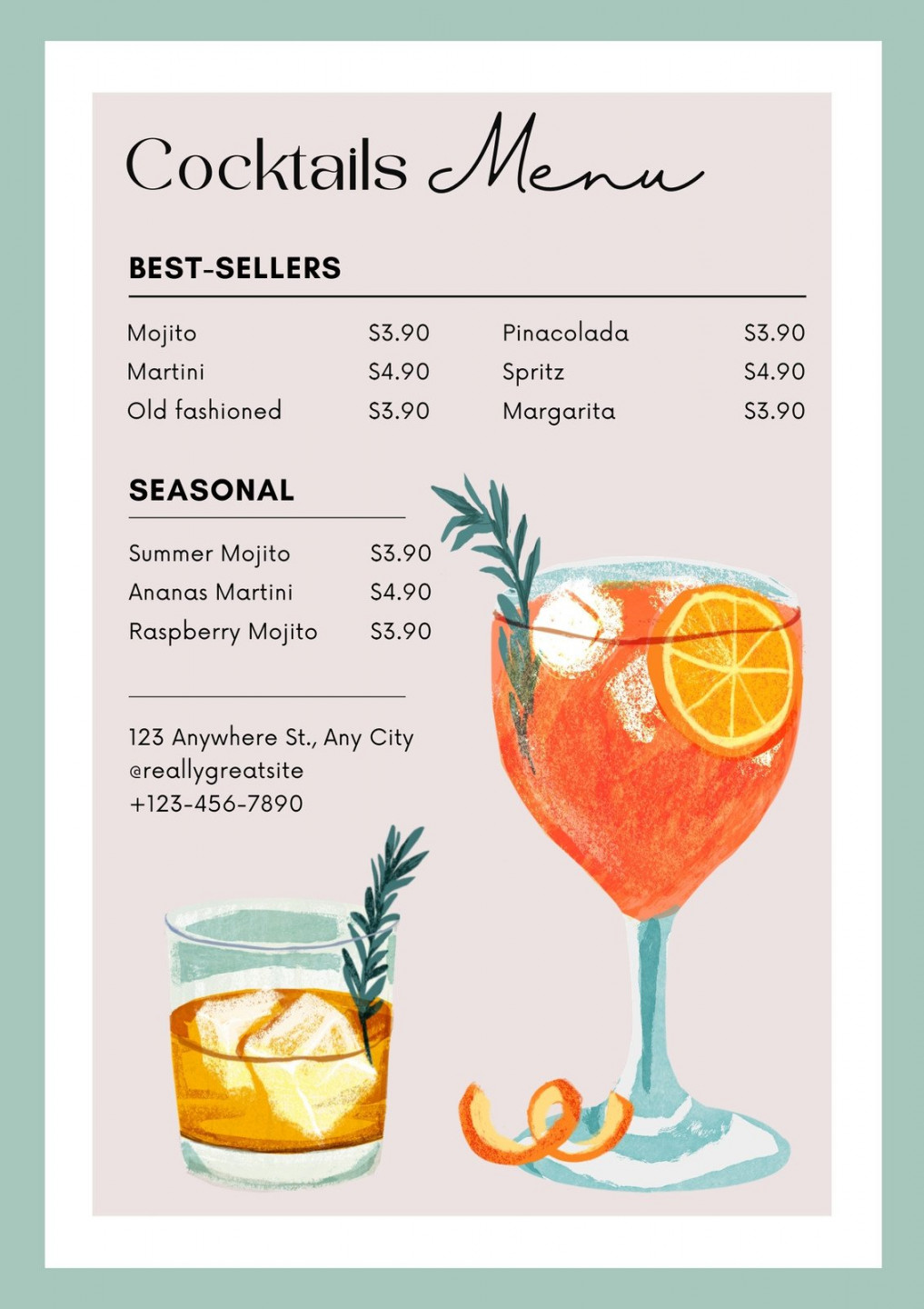 Free printable and customizable cocktail menu templates  Canva