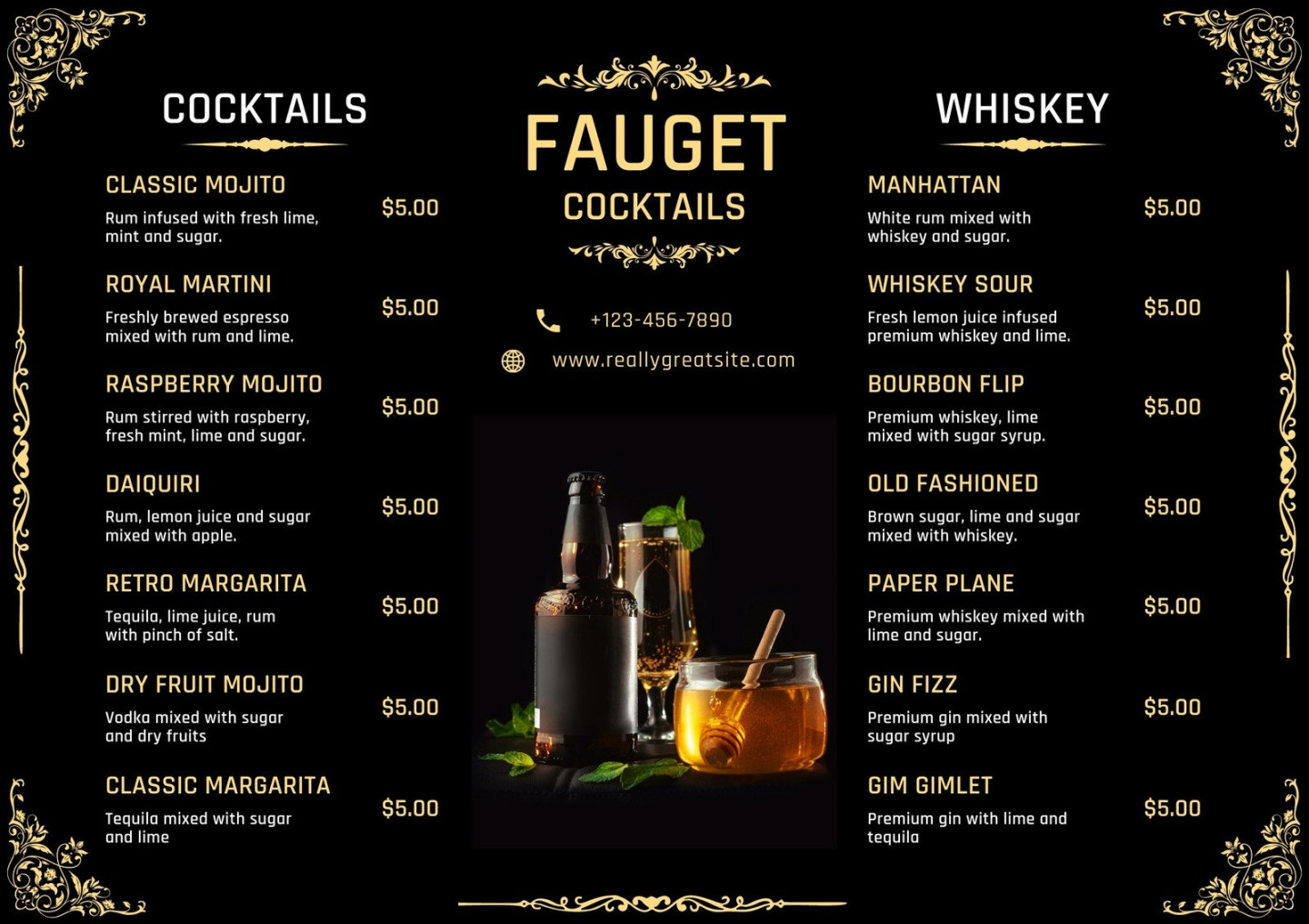 Free printable and customizable cocktail menu templates  Canva