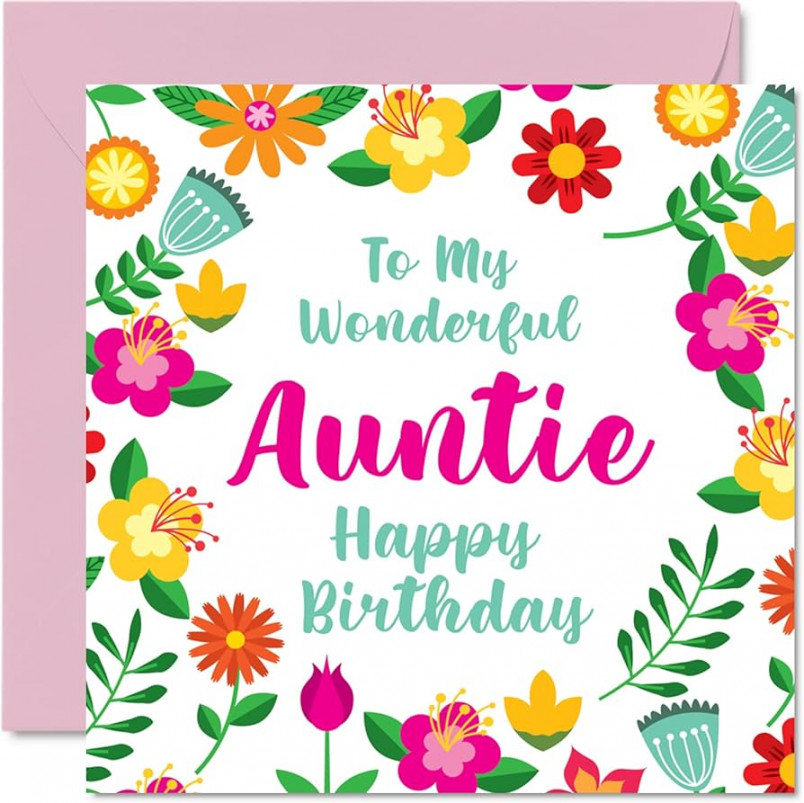 Funny Birthday Cards For Aunt - Wonderful Woman - Cute Birthday Card For  Aunt of Nephew Aunt Special Birthday Gifts mm Floral Greeting Cards Gift