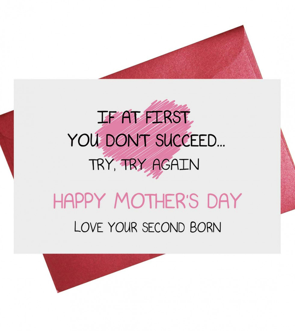 Funny Sarcastic Mothers Day Card Mothers Day Gift Card for Mum Card For Her  Funny Sibling Card Second Born Child