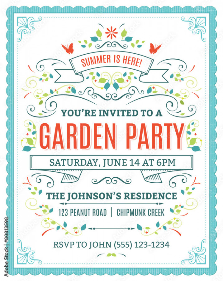 Garden Party Invitation Stock-Vektorgrafik  Adobe Stock