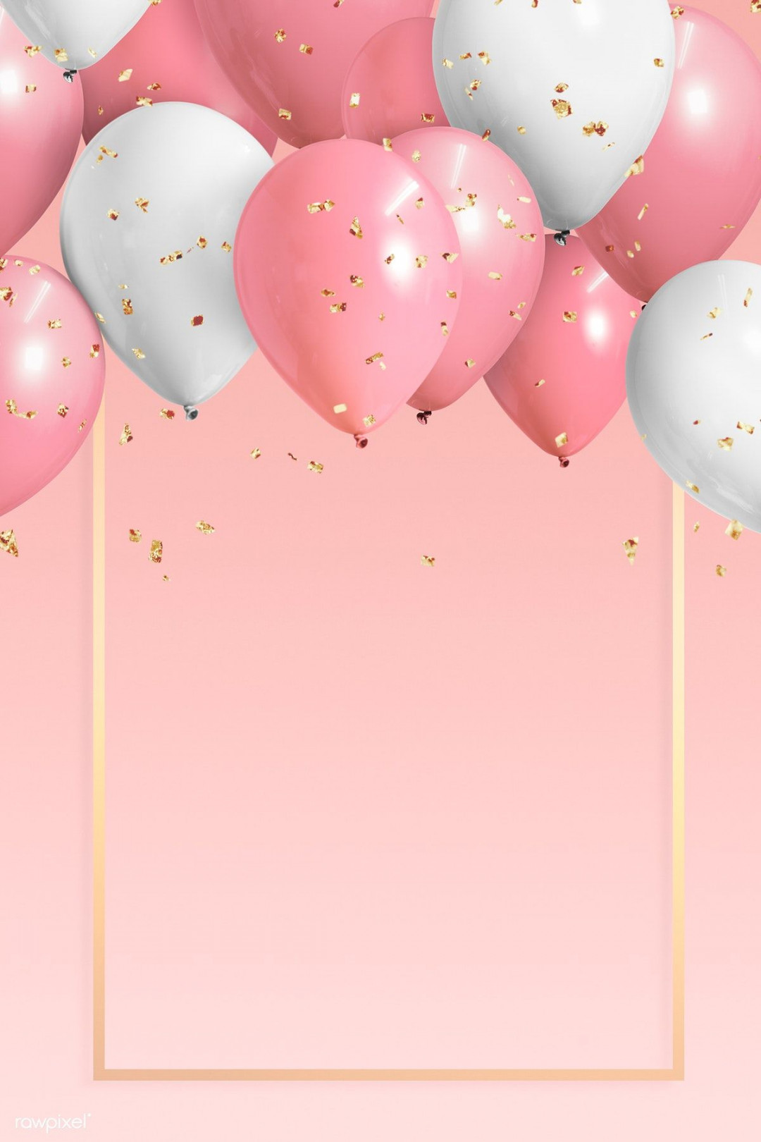 Golden frame balloons on a pink background  premium image by