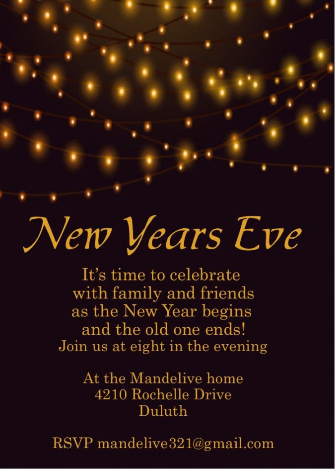 Golden Lights new years eve party invitations  New years eve