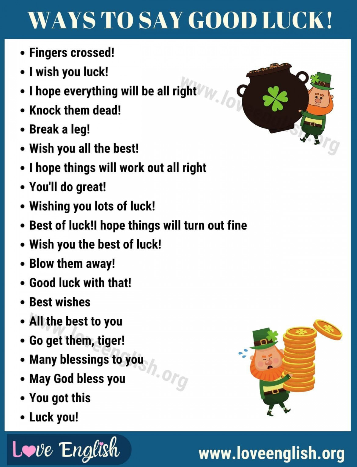 GOOD LUCK:  Clever Ways to Say "Good Luck" in English - Love