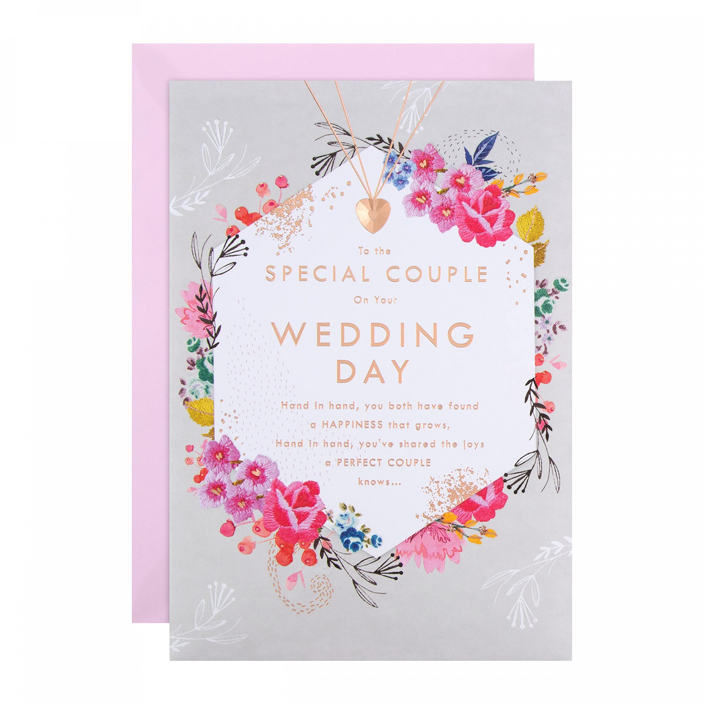 Hallmark Couple Wedding Card Embossed Design with Charm