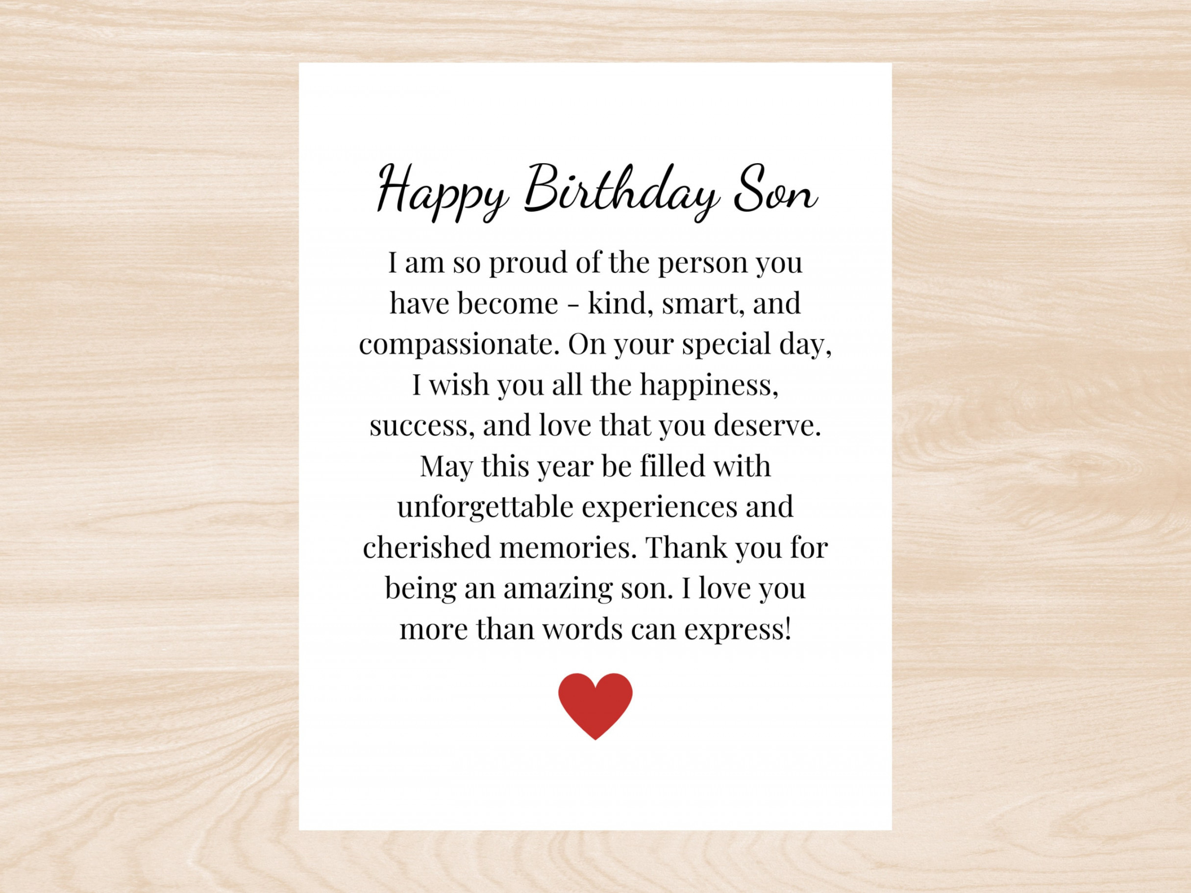 Happy Birthday Card for Him for Son Son Birthday Card Poem - Etsy