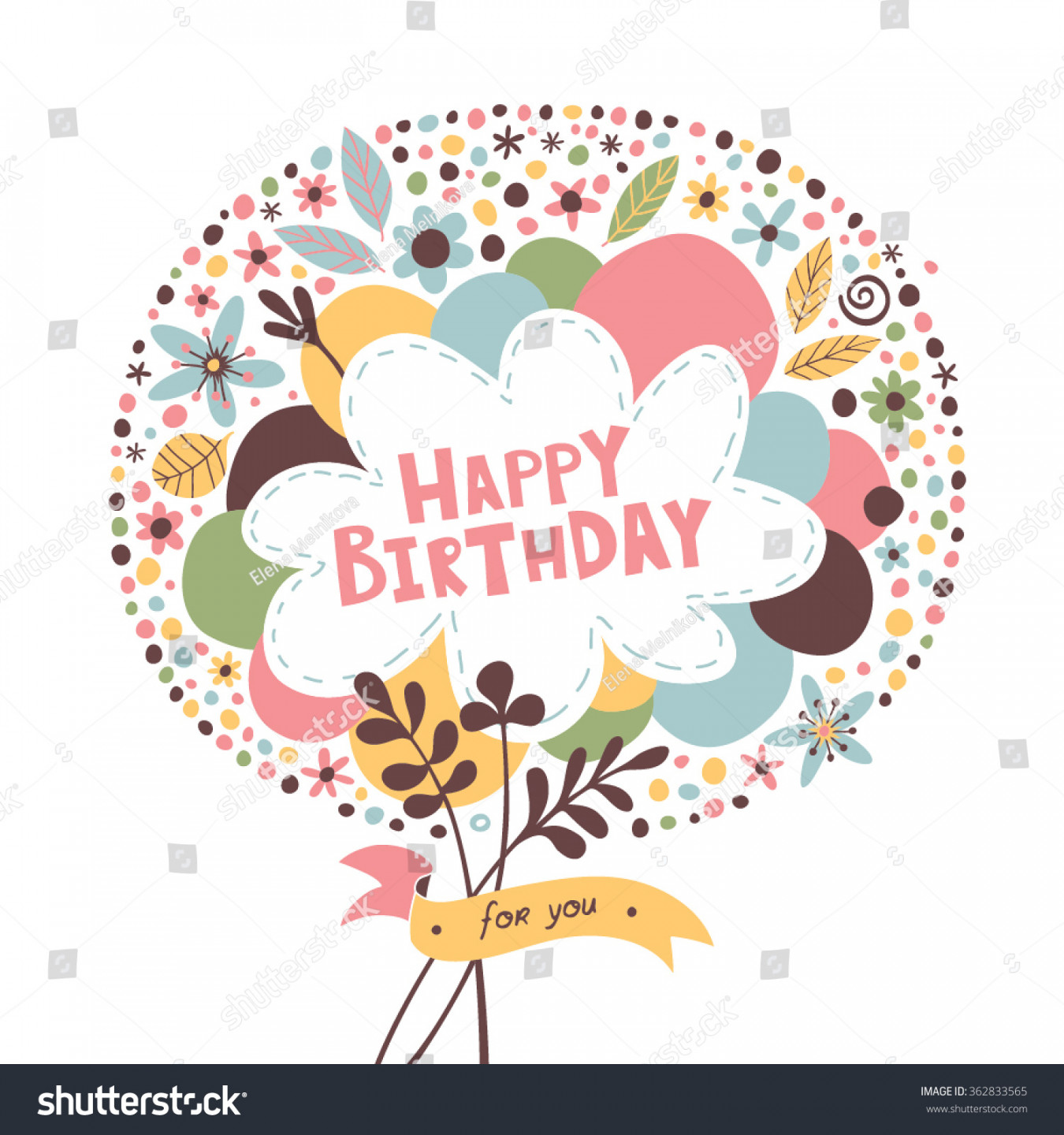 Happy Birthday Cute Background Balloons Confetti: Stock