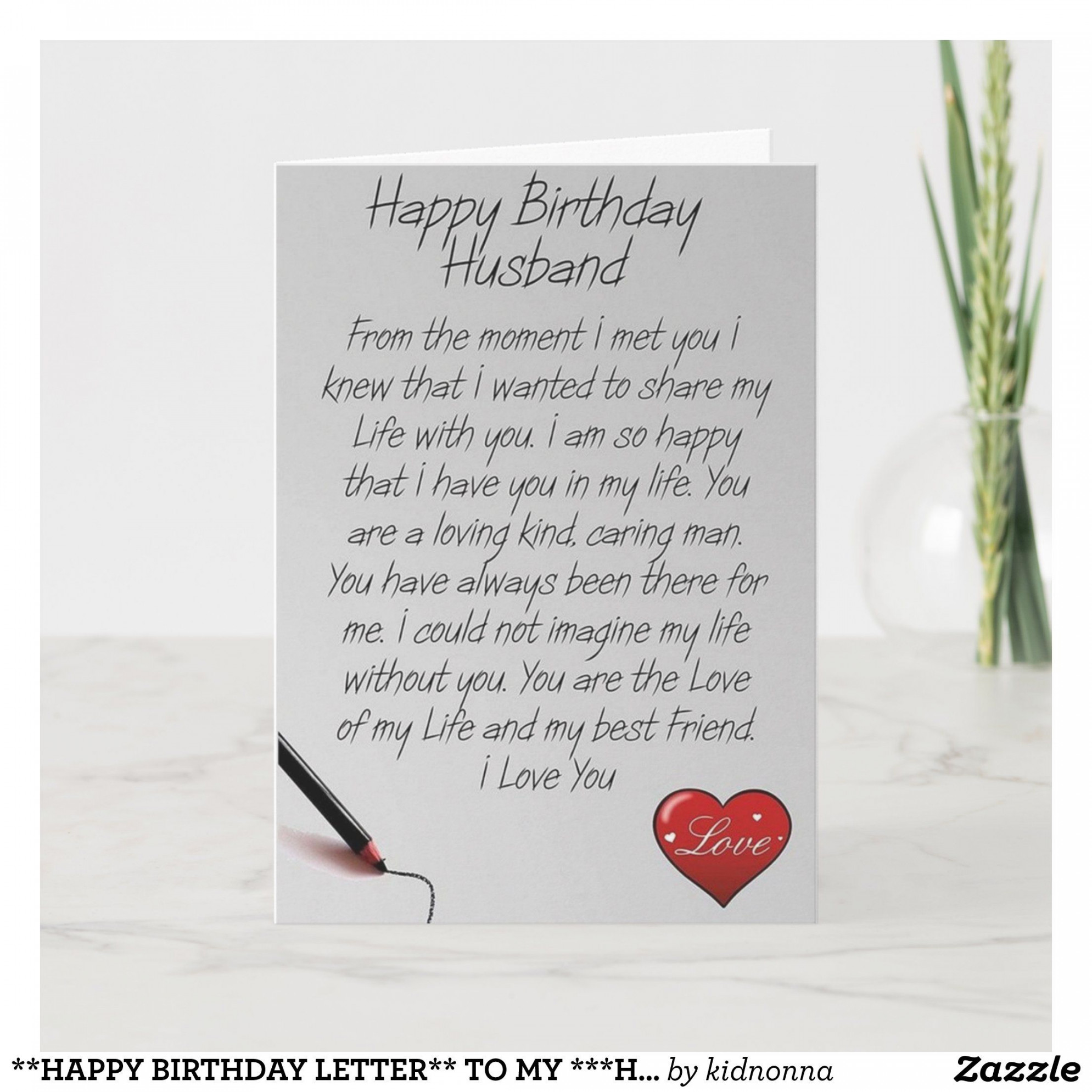 HAPPY BIRTHDAY LETTER** TO MY ***HUSBAND*** CARD  Zazzle