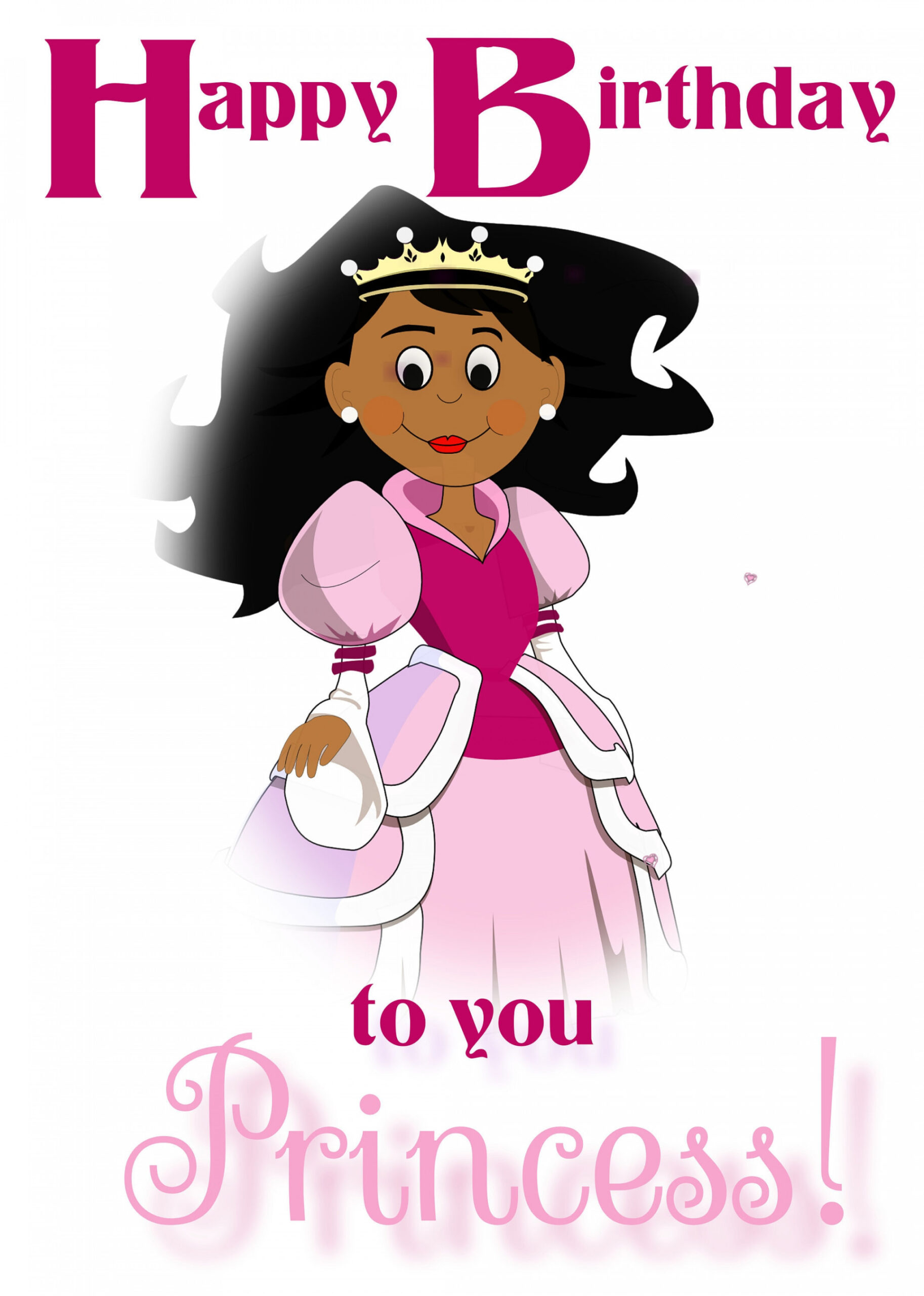 Happy Birthday Princess Card Ethnic Black Girl Child Afro Caribbean African  American