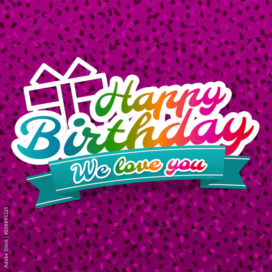 Happy Birthday - We love you Badge and Gift box Icon