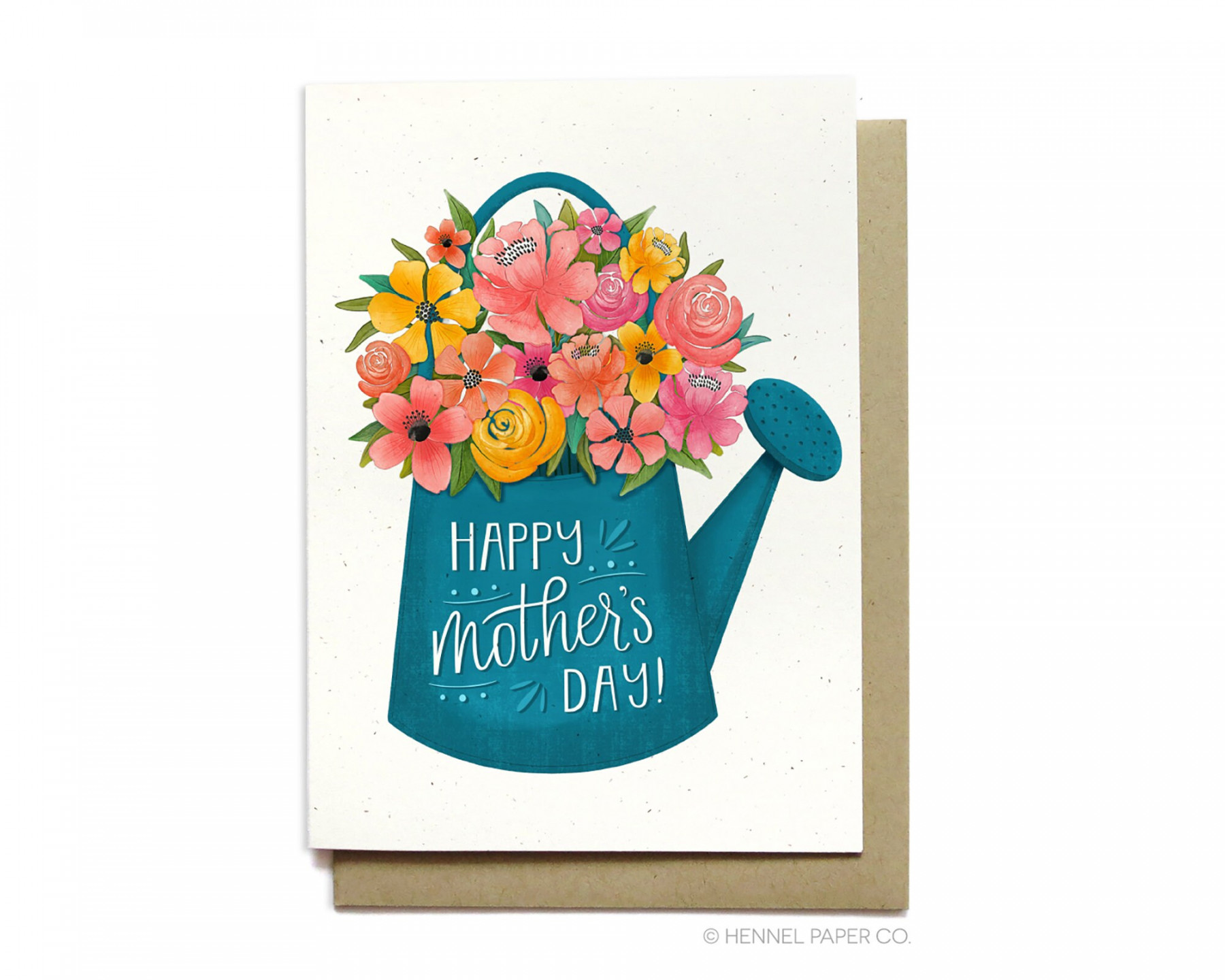 Happy Mothers Day Card Watering Can Pretty Watercolor - Etsy