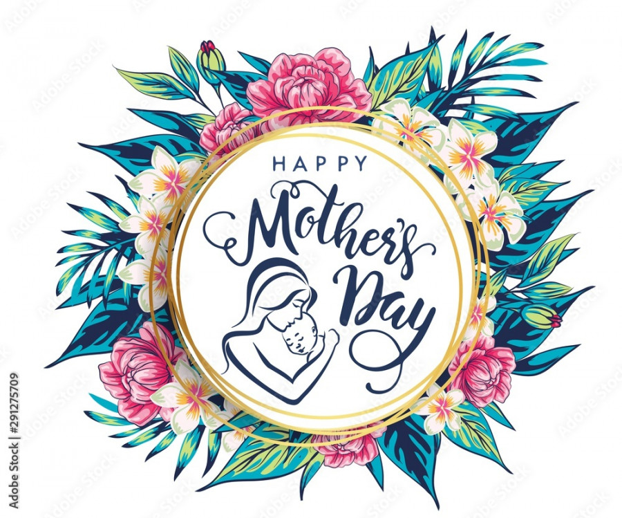 happy mothers day greeting card template, stylized symbol of mom