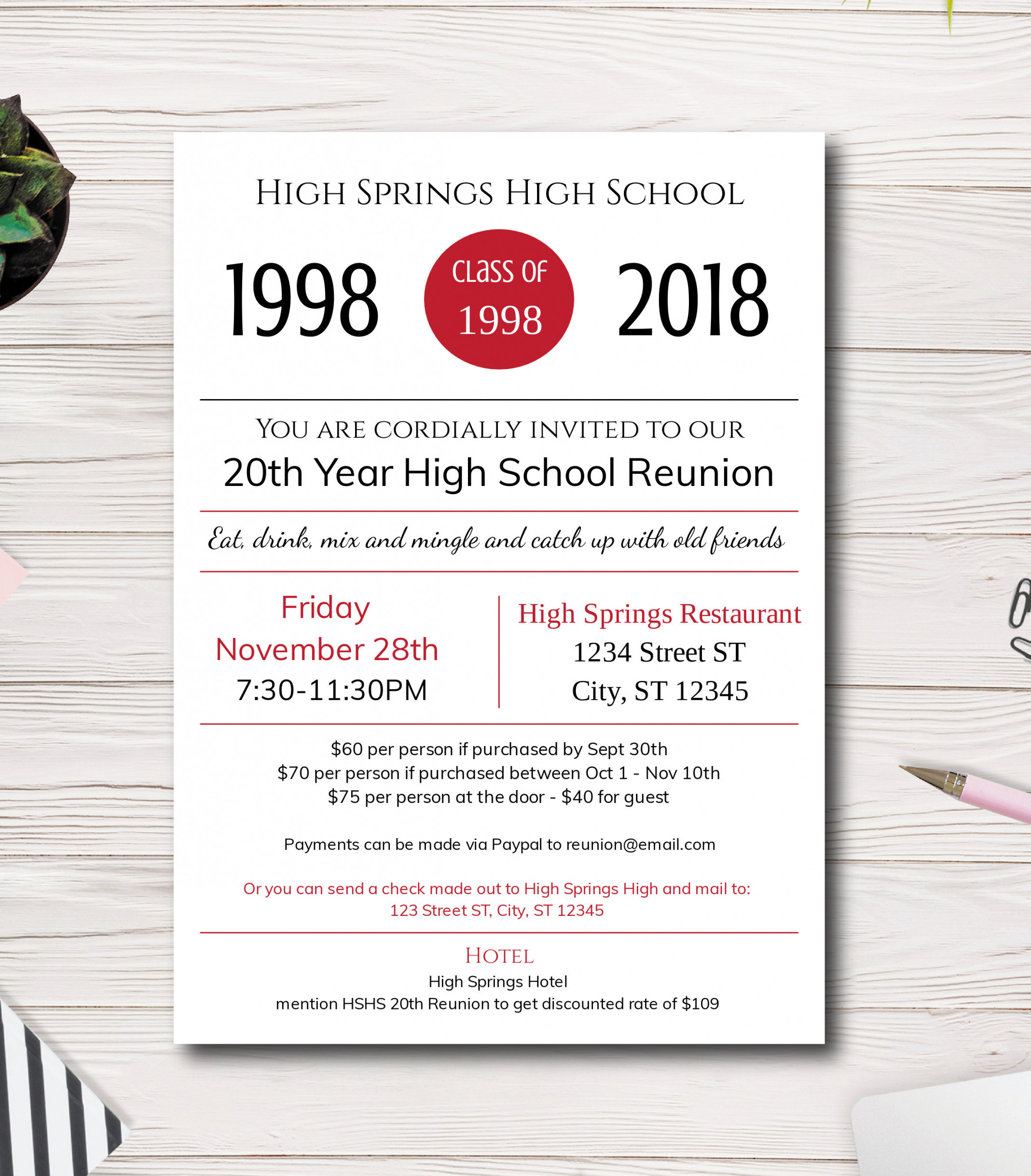 High School Reunion Invite Individuell druckbare Einladung - Etsy