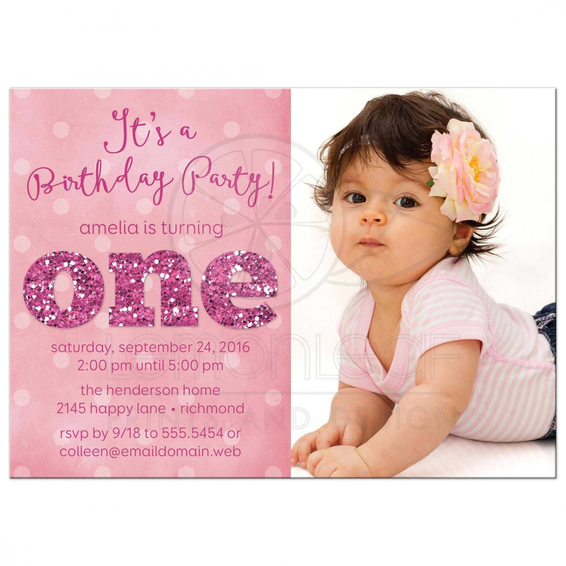 Ist Birthday Party Photo Invitations - Sparkle One  Birthday