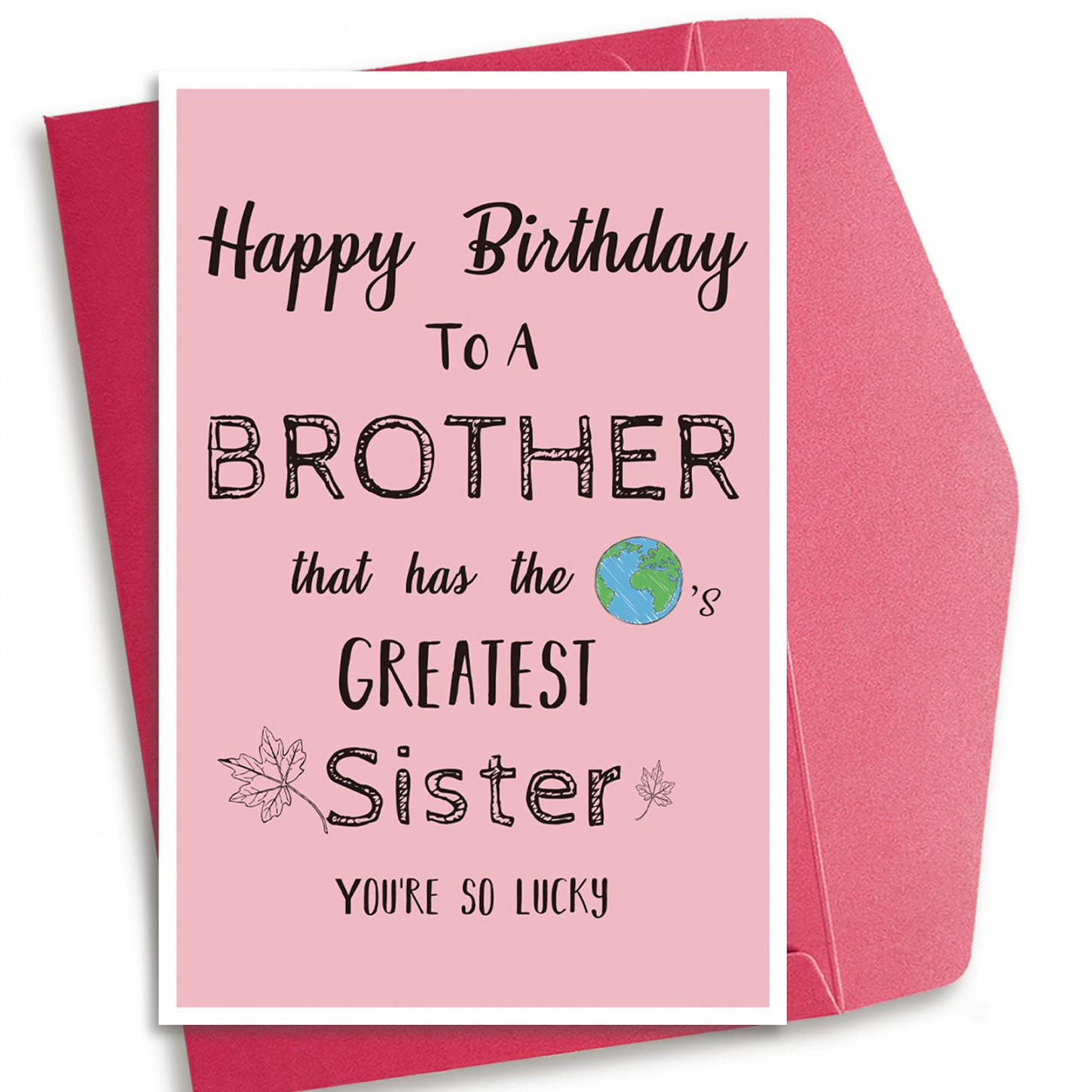 Joke Brother From Sister Birthday Card Funny Cocky Bday Card Unconventional  Greatest Sister Card