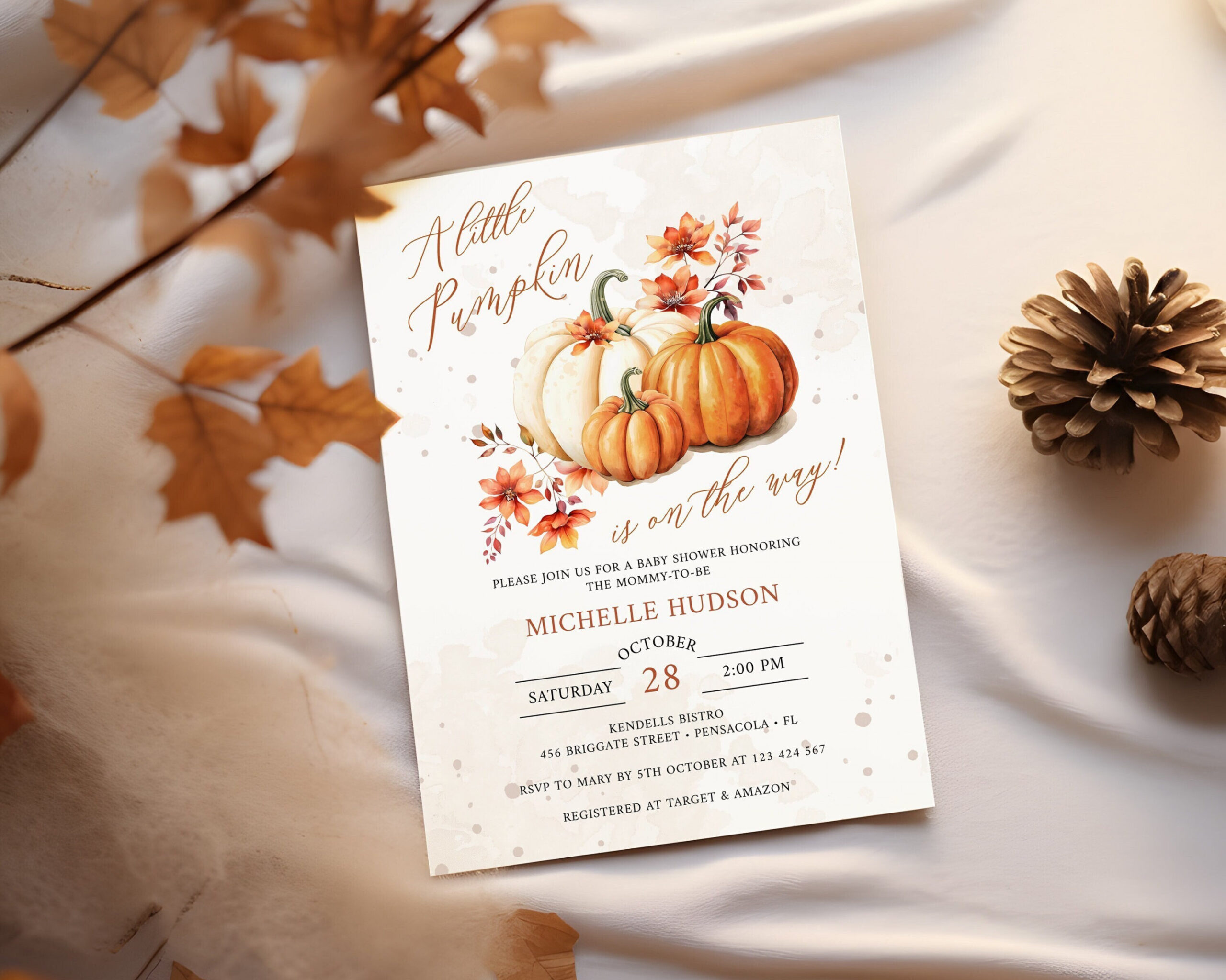 Little Pumpkin Baby Shower Invitation Template Fall Baby - Etsy