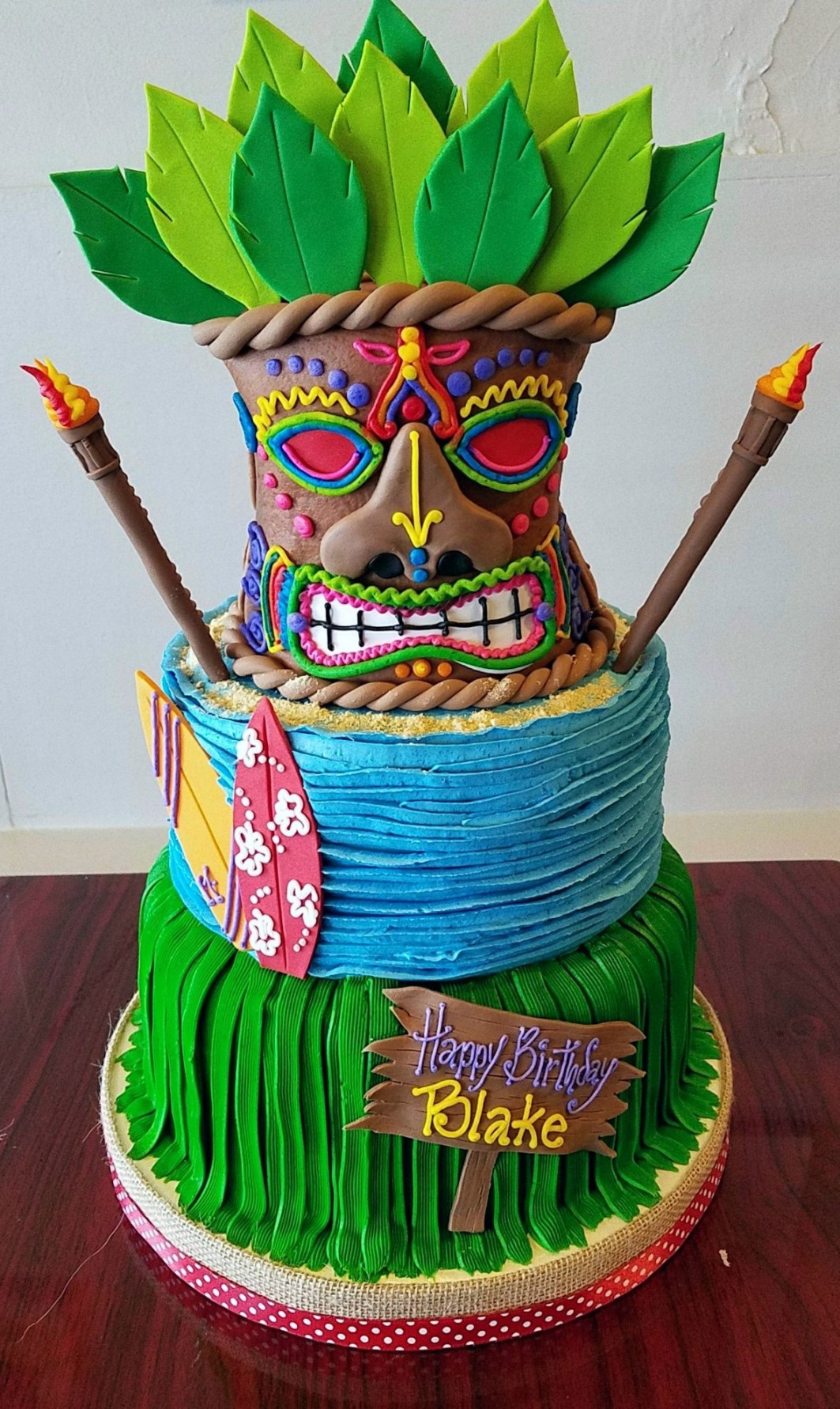 Luau Tiki Birthday Cake - Adrienne & Co