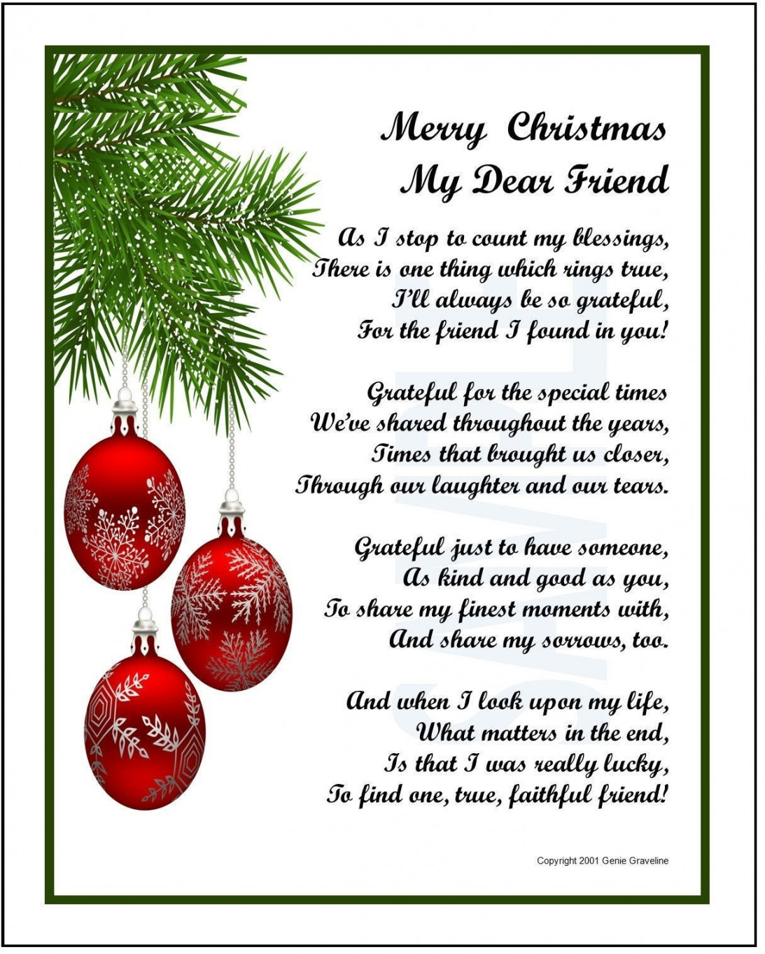 Merry Christmas Friend Poem DIGITAL DOWNLOAD Christmas Gift - Etsy