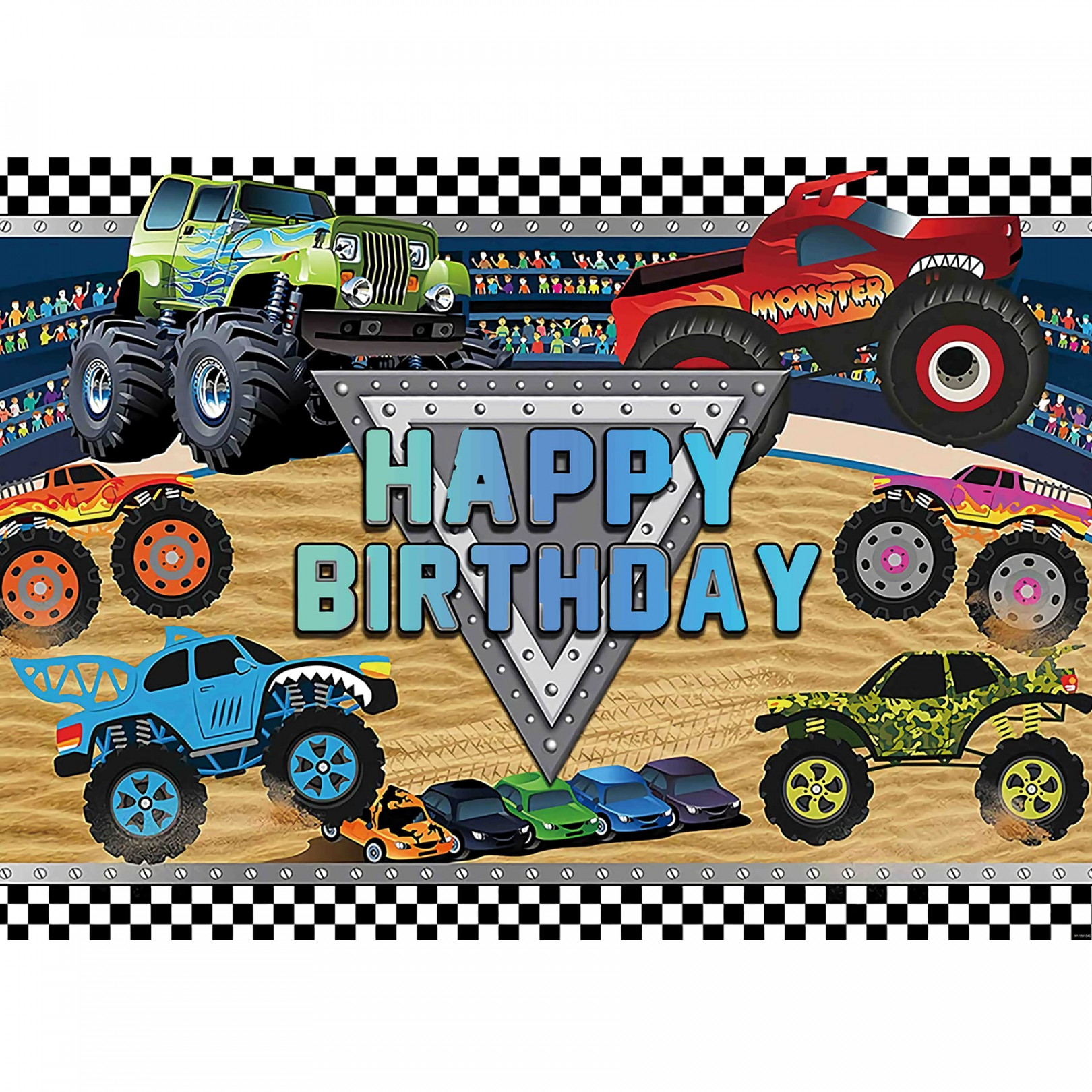 Monster Truck Party Hintergrund Happy Birthday Hintergrund Monster Truck  Geburtstag Party Supplies VMehr anzeigen Monster Truck Party Hintergrund