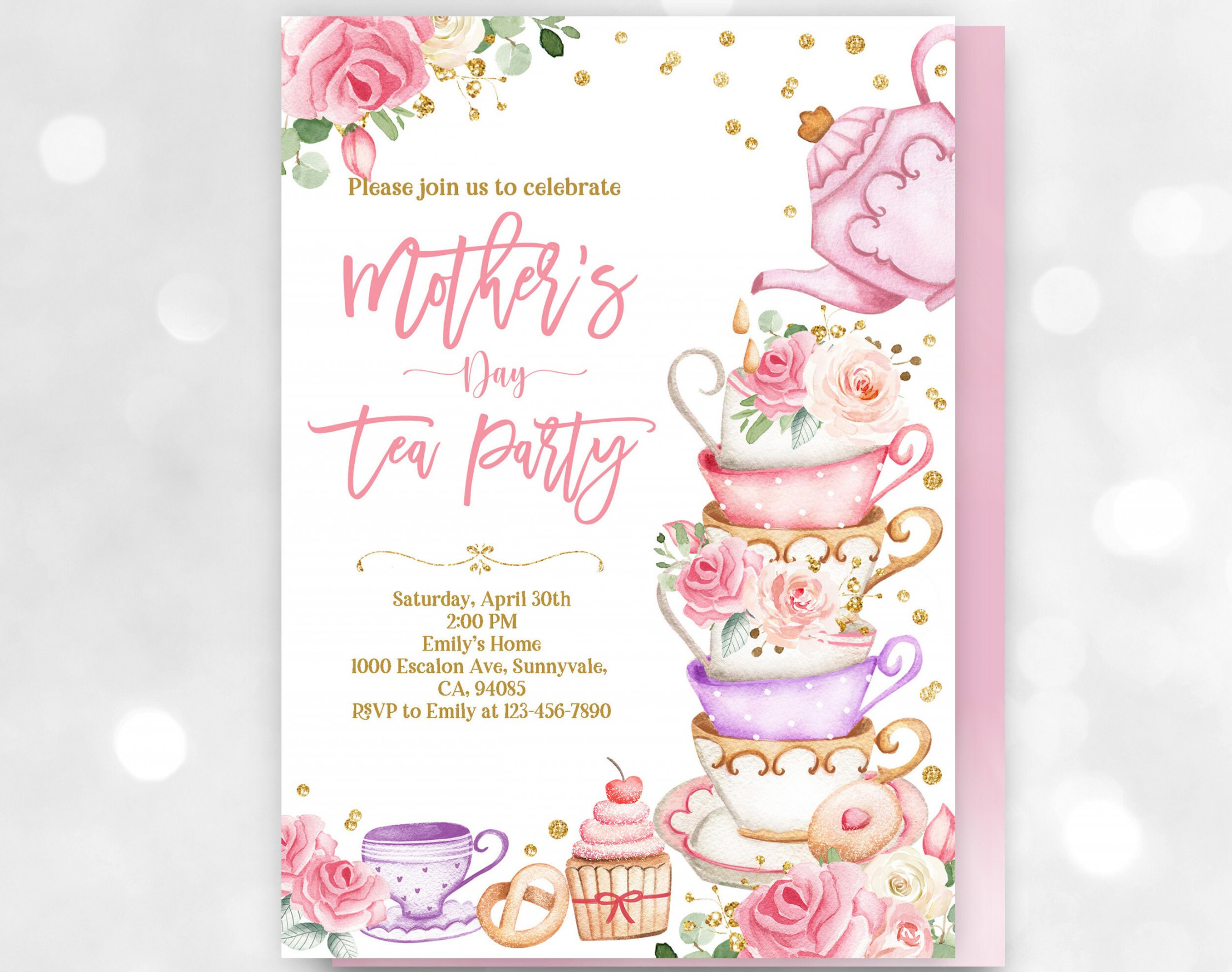 Mothers Day Tea Party Invitation Mother